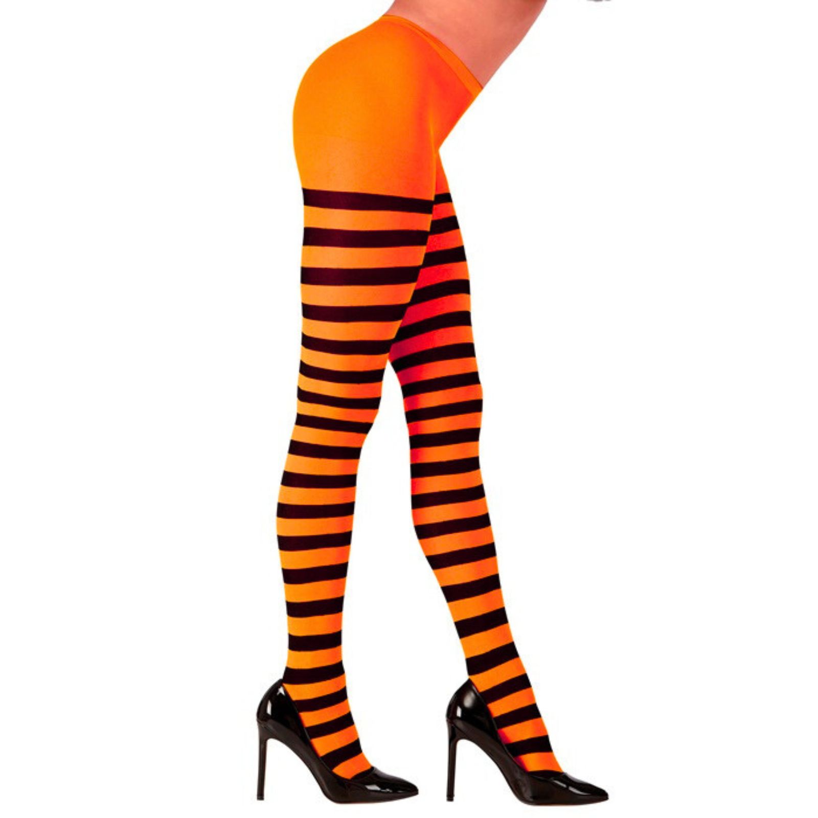 Adult Striped Orange and Black Stockings X-Large