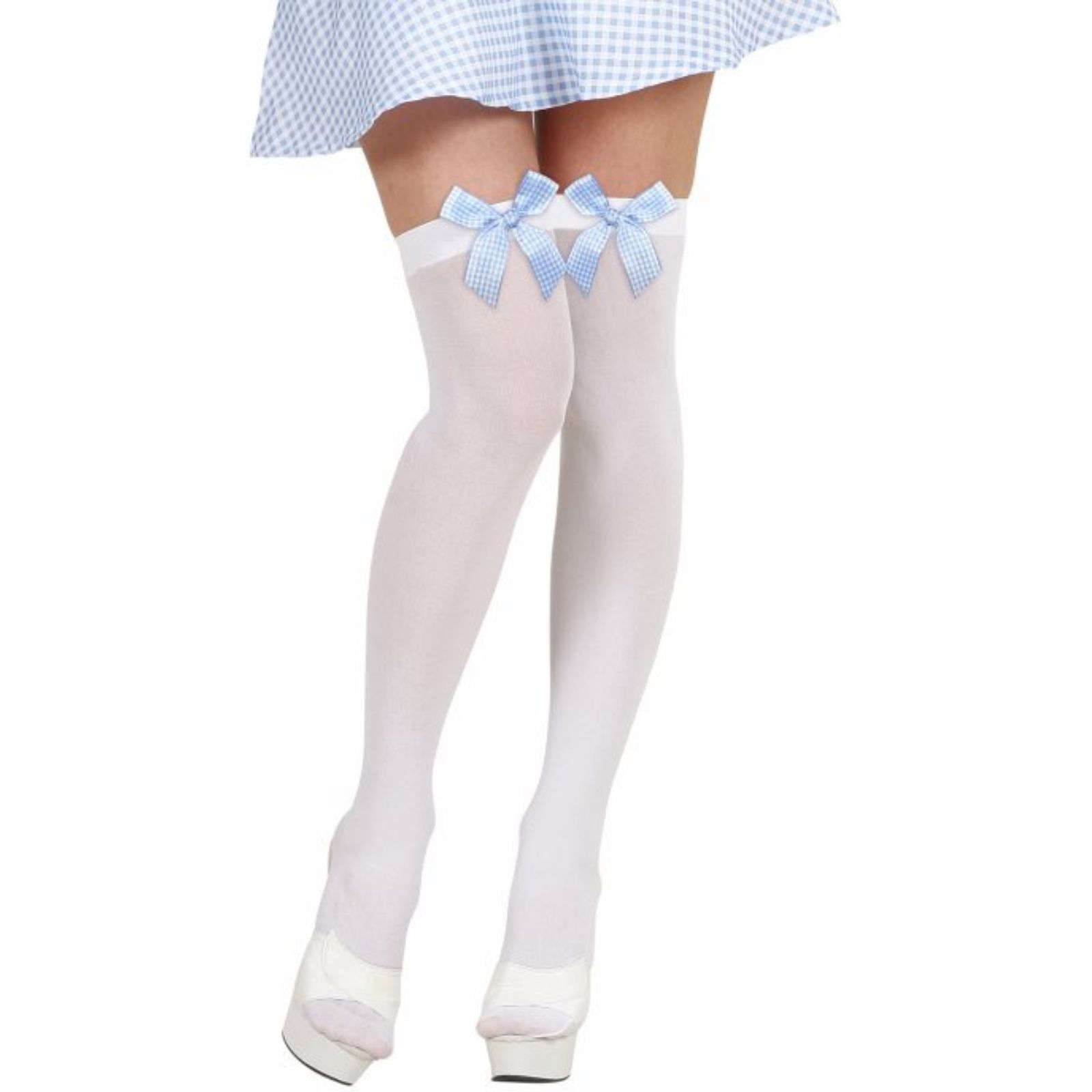 Adult White Over The Knee Stockings With Vichy Bows
