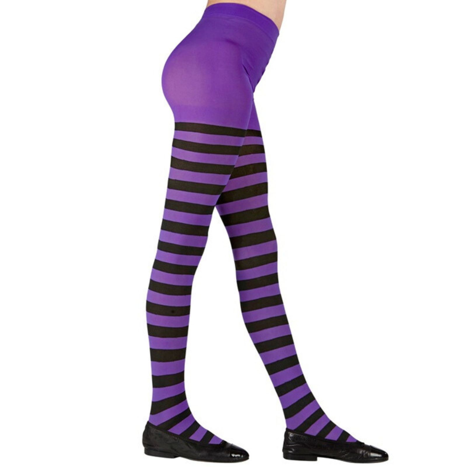Kids Striped Purple and Black Stockings 11-14 Years