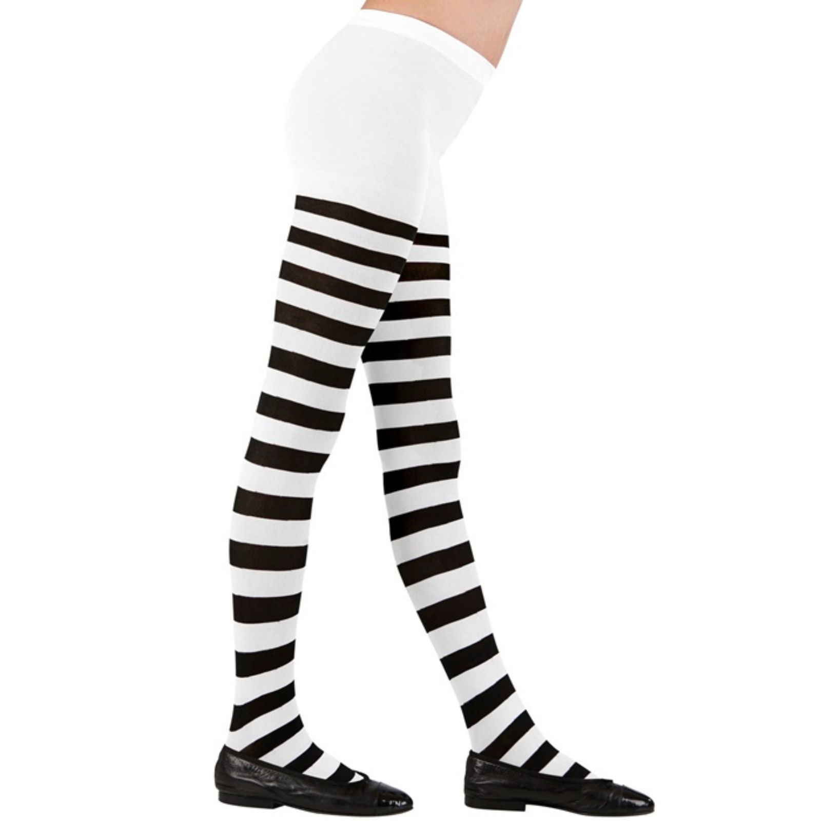 Kids Striped White and Black Stockings 7-10 Years