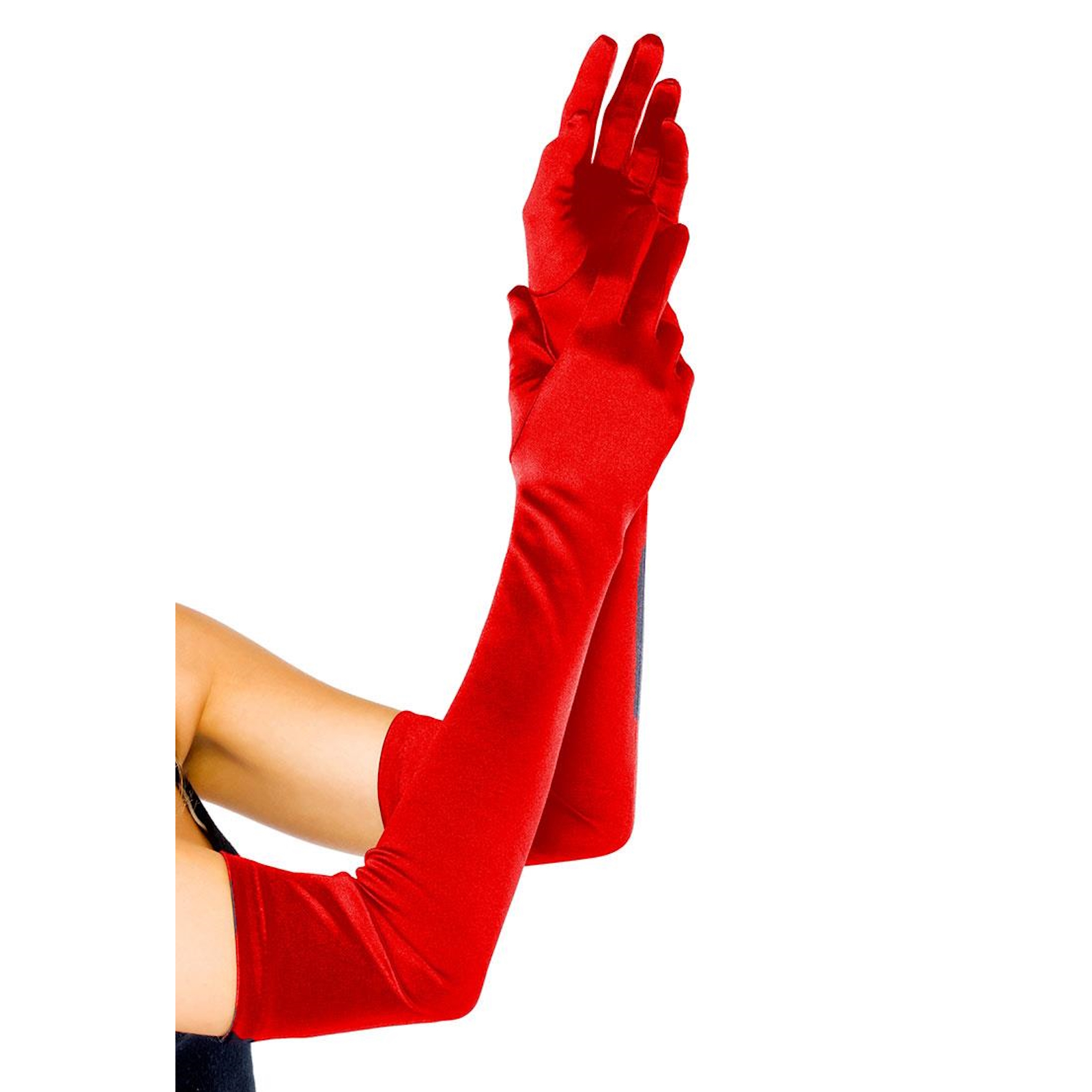 Long Satin Red Adult Gloves