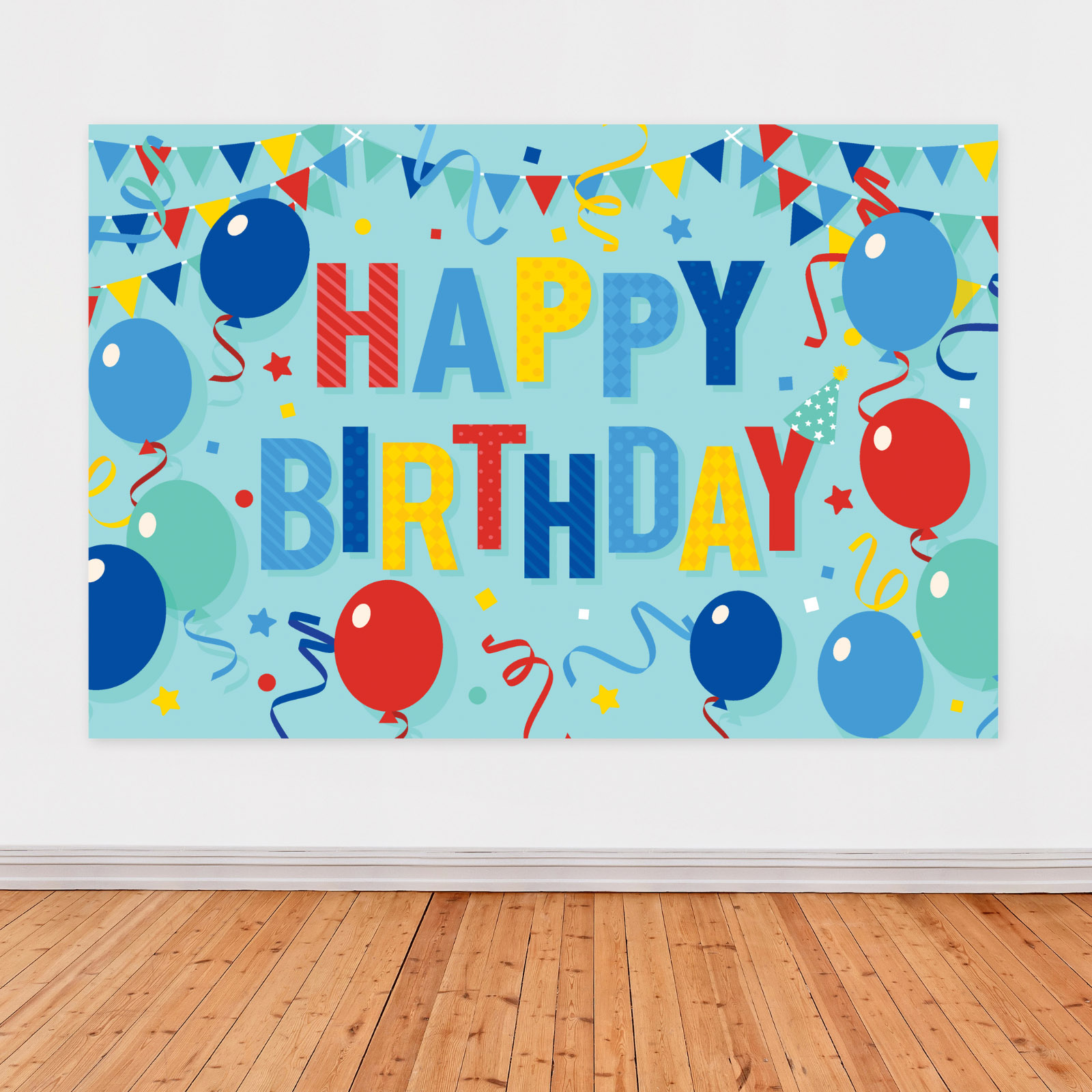 Blue Happy Birthday Scene Setter Backdrop