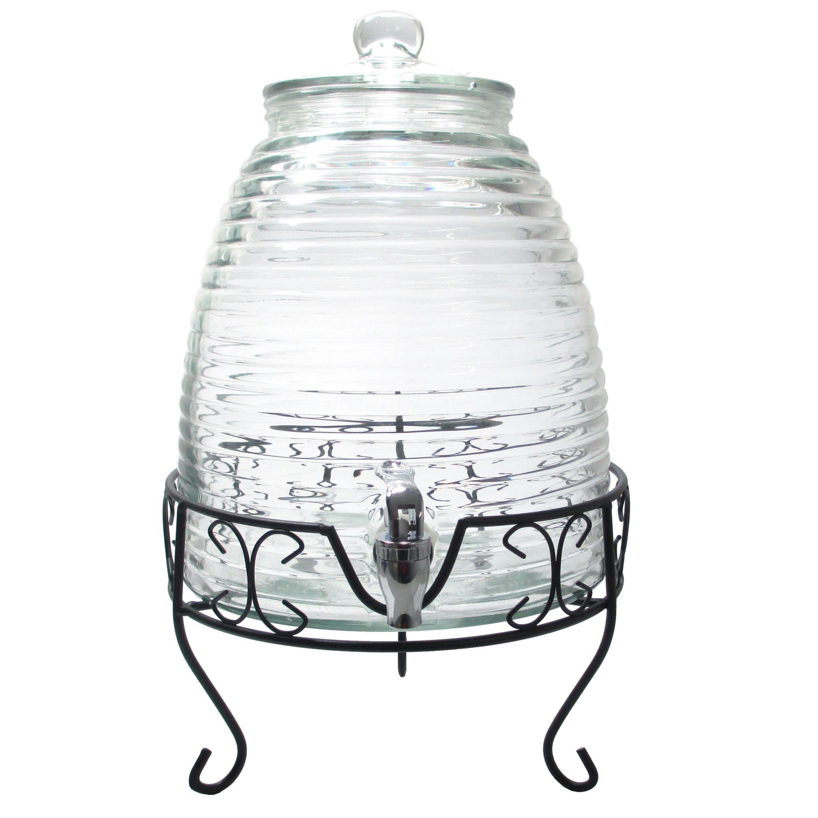 Glass Beehive Shaped Drink Dispenser on Stand