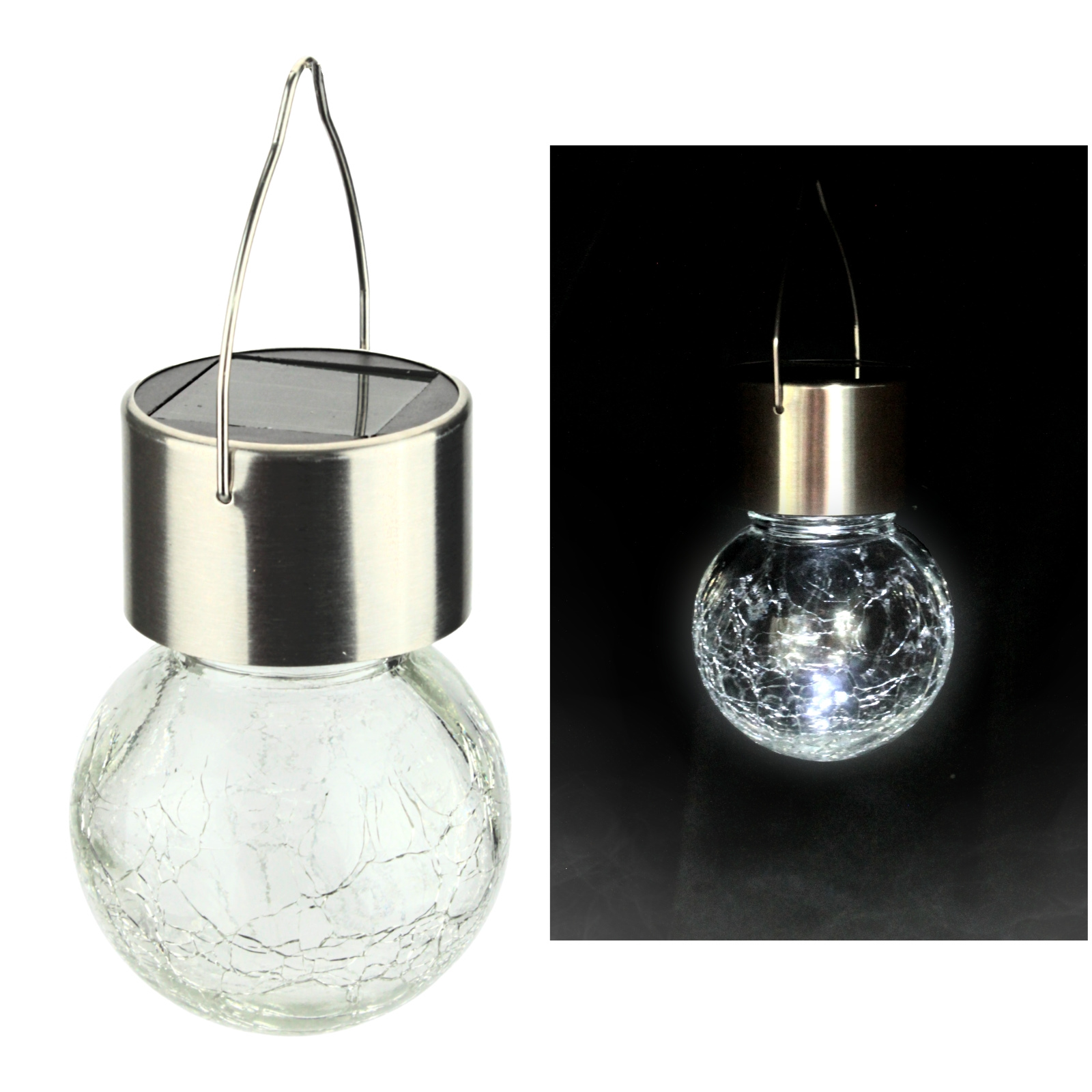 Cool White Glass Bulb Solar LED Hanging Light