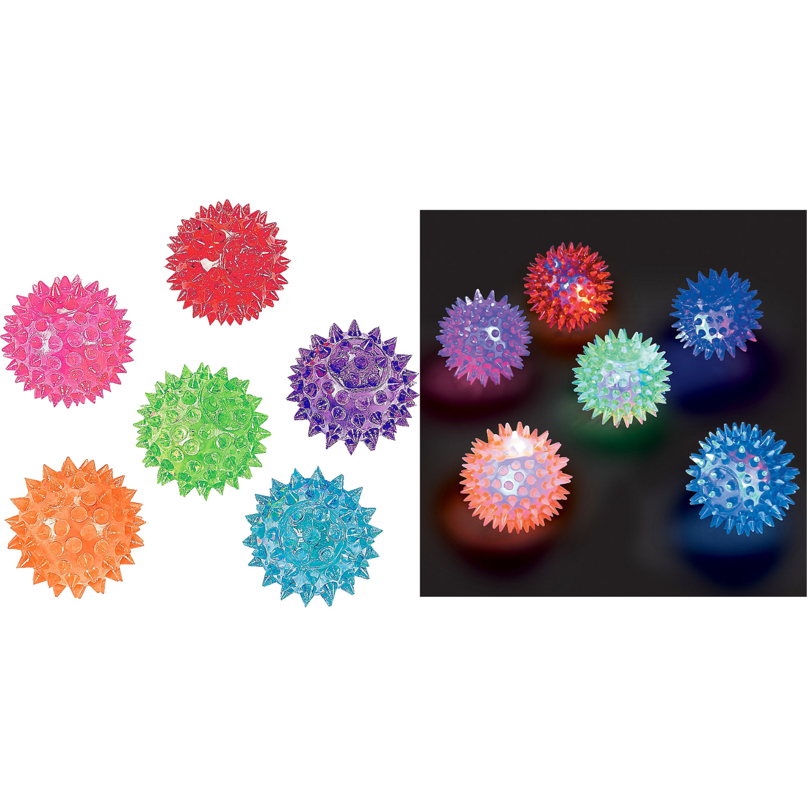 Flashing Spikey Light Up Balls (Box of 12)