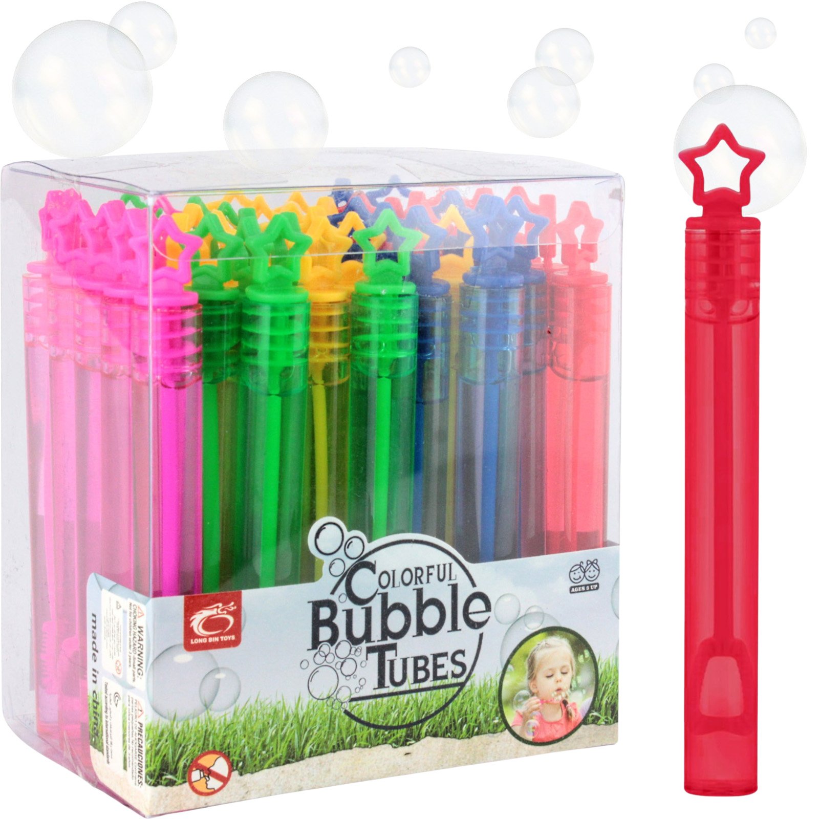 48Pcs Mini Coloured Star Bubble Wands