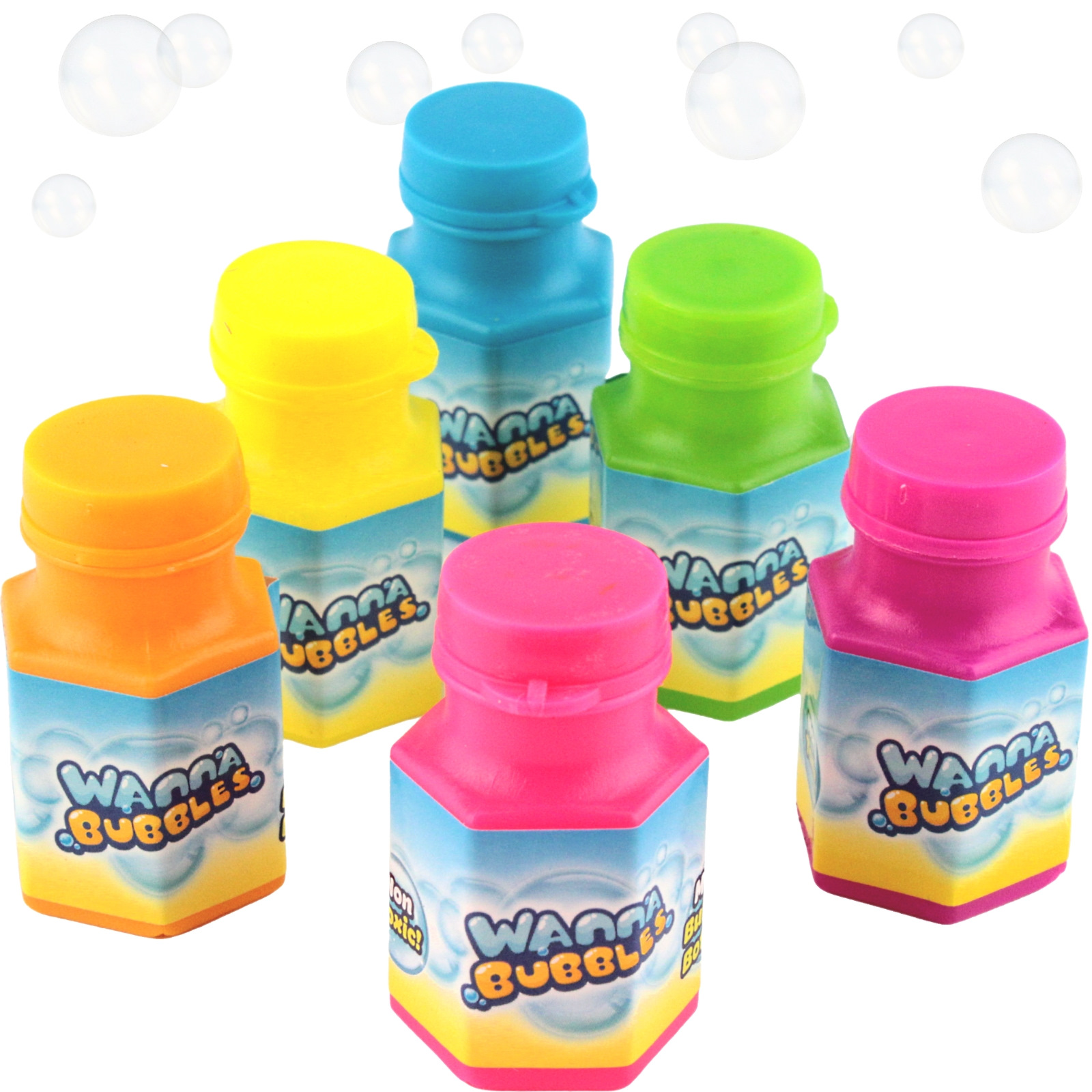 Coloured Mini Bubble Bottles (Pack of 6)