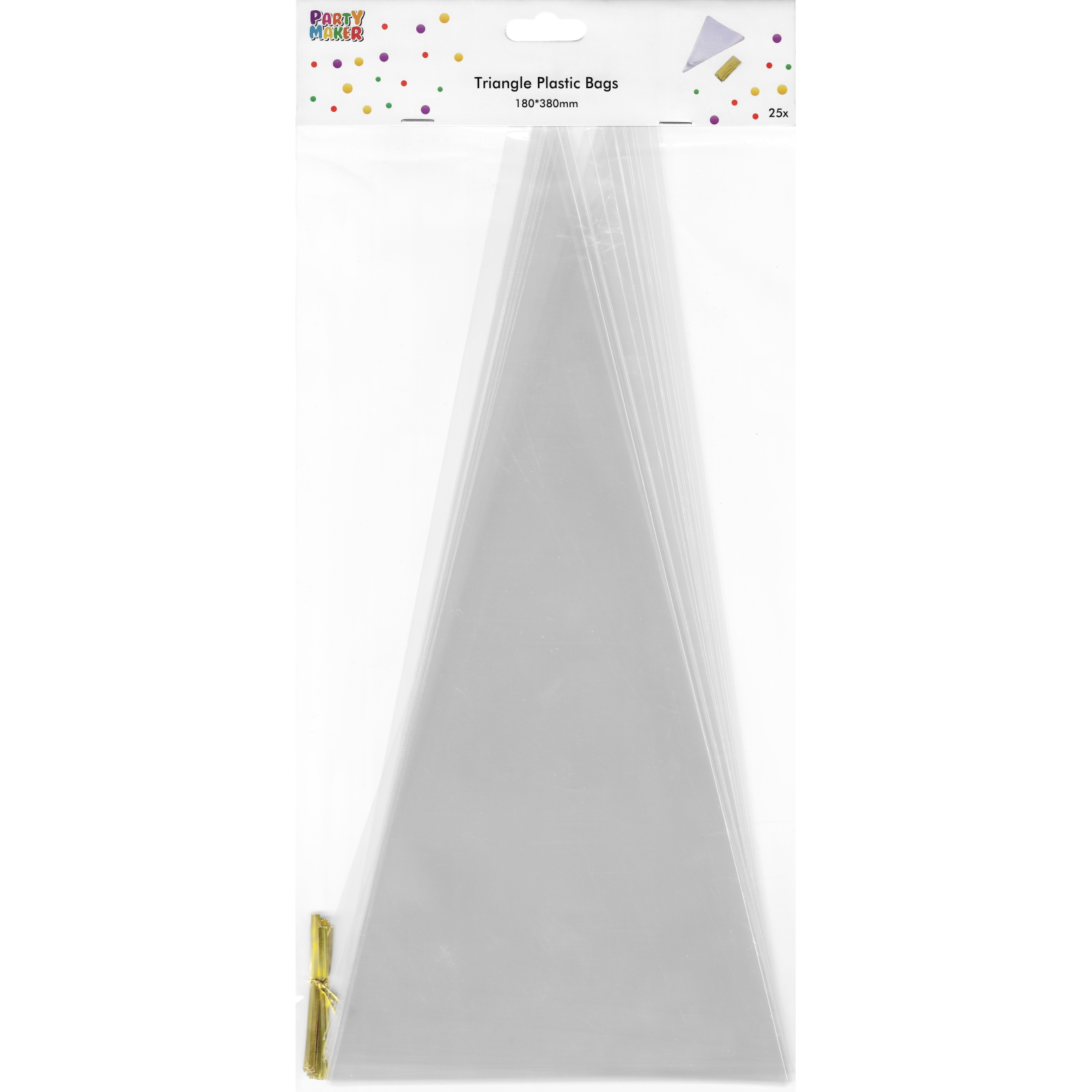 Clear Triangle Cellophane Bags 18cm x 38cm (Pack of 25)