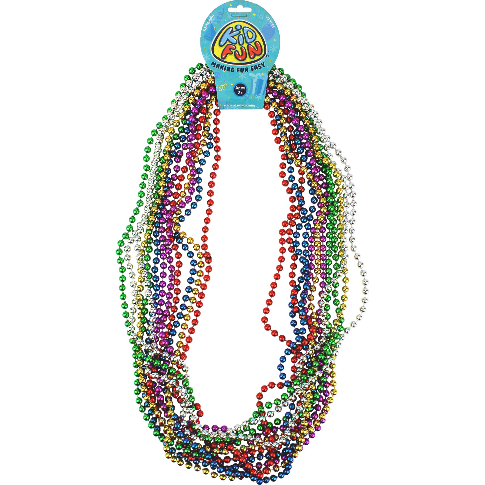 Coloured Metallic Bead Necklaces (Pack of 12)