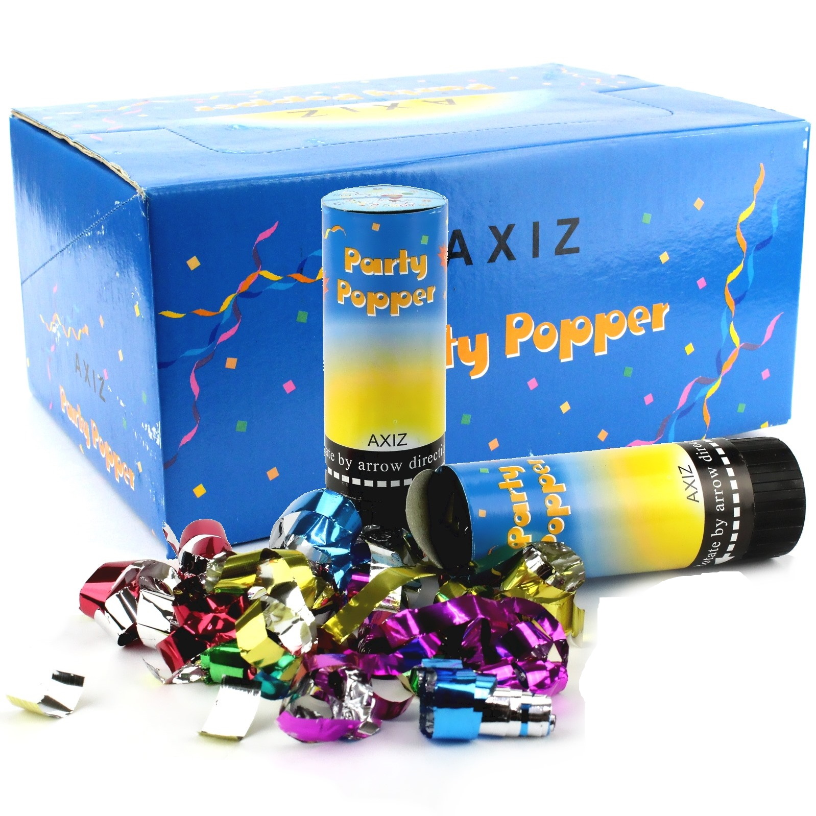 Foil Streamer Party Poppers (Box of 24)
