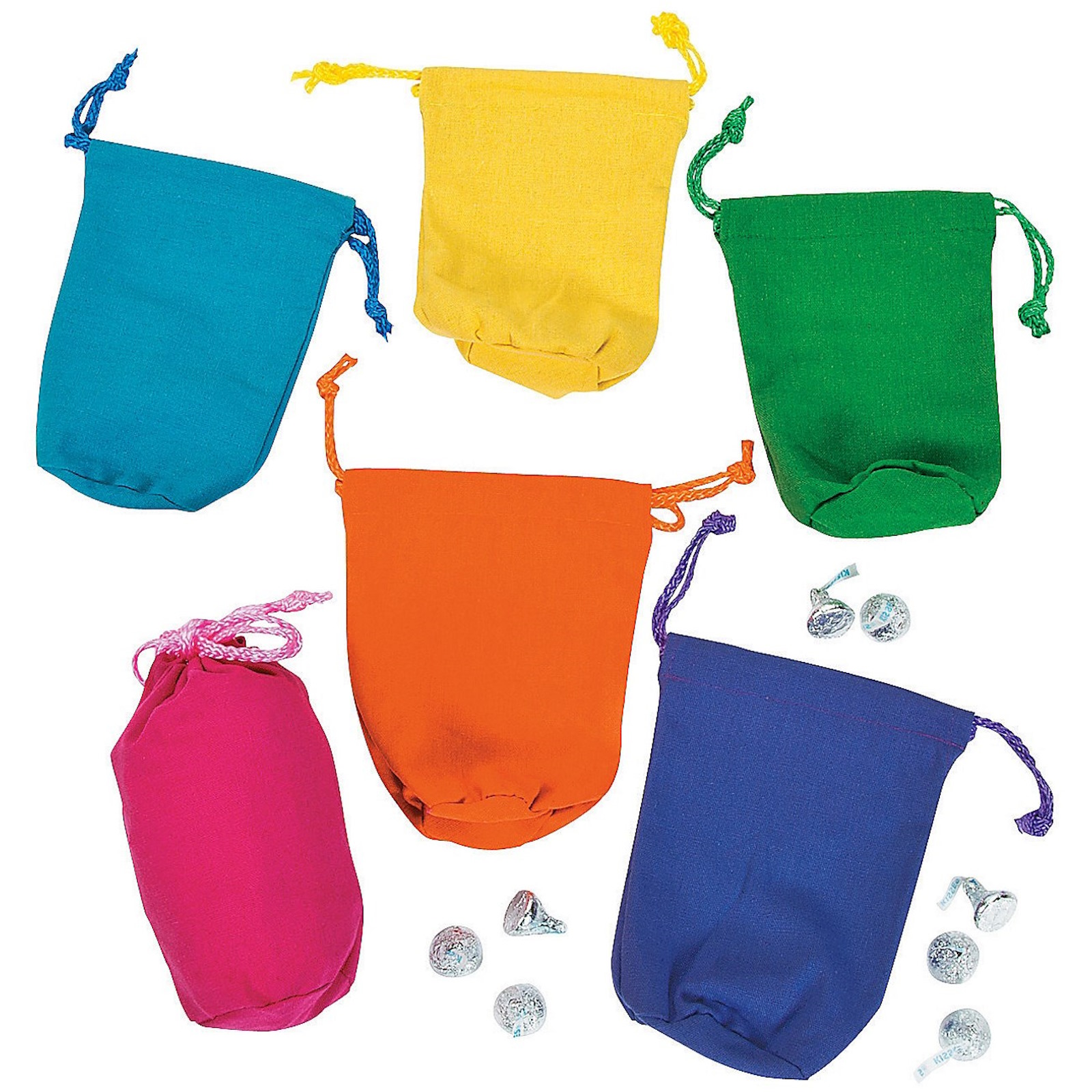 Coloured Canvas Drawstring Bags (Pack of 12)