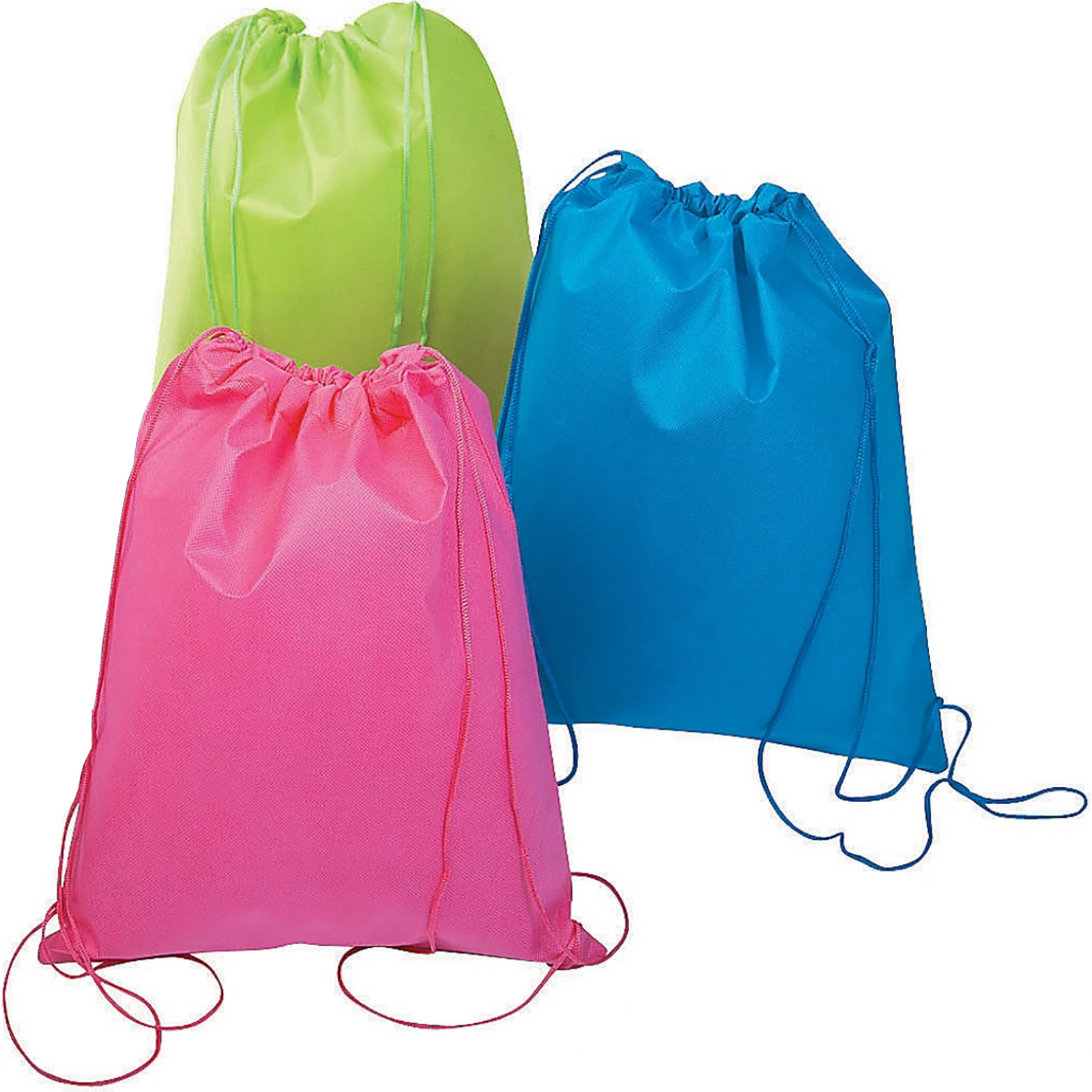 Bright Coloured Drawstring Bags (Pack of 12)