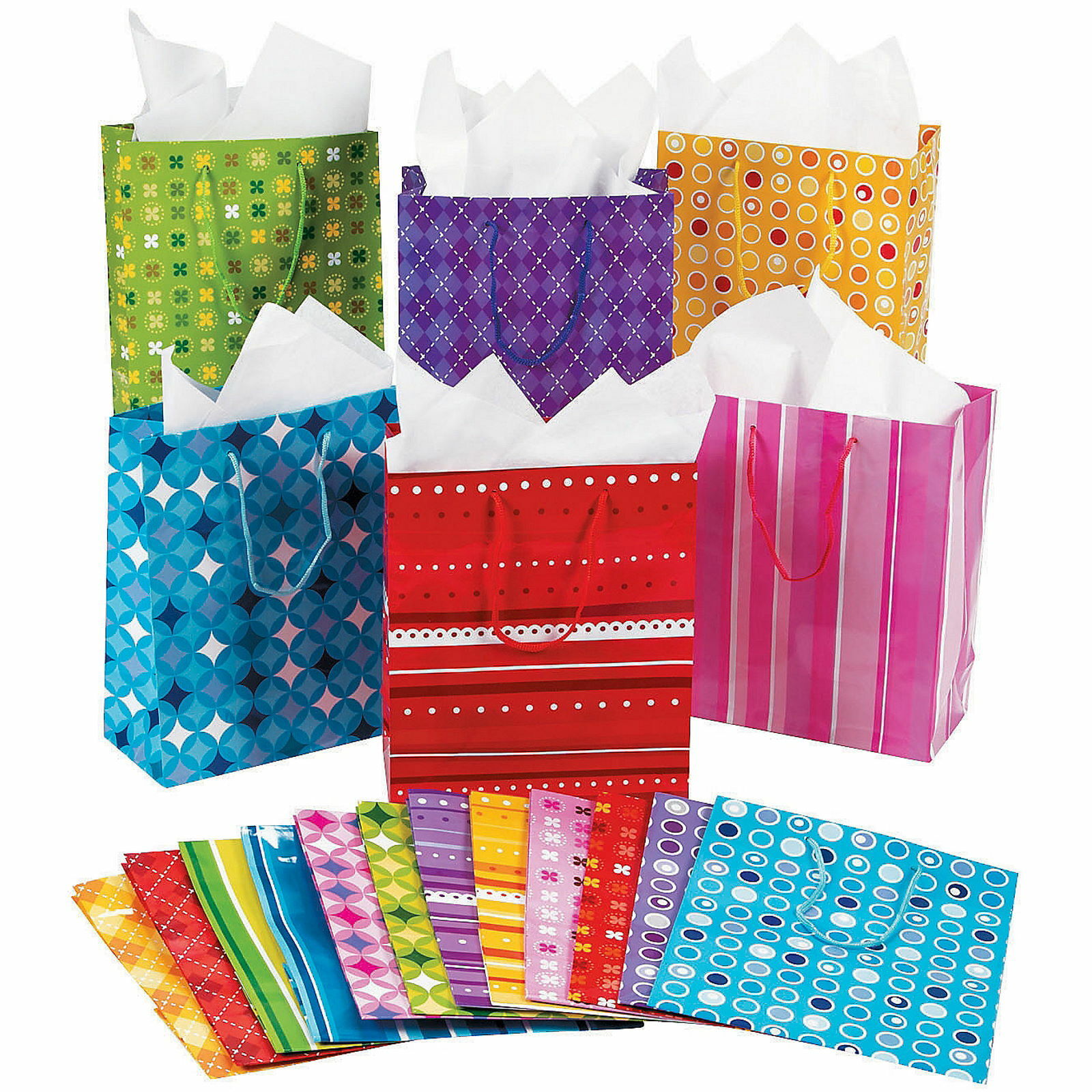 Assorted Patterned Gift Bags (Bulk Pack of 60)