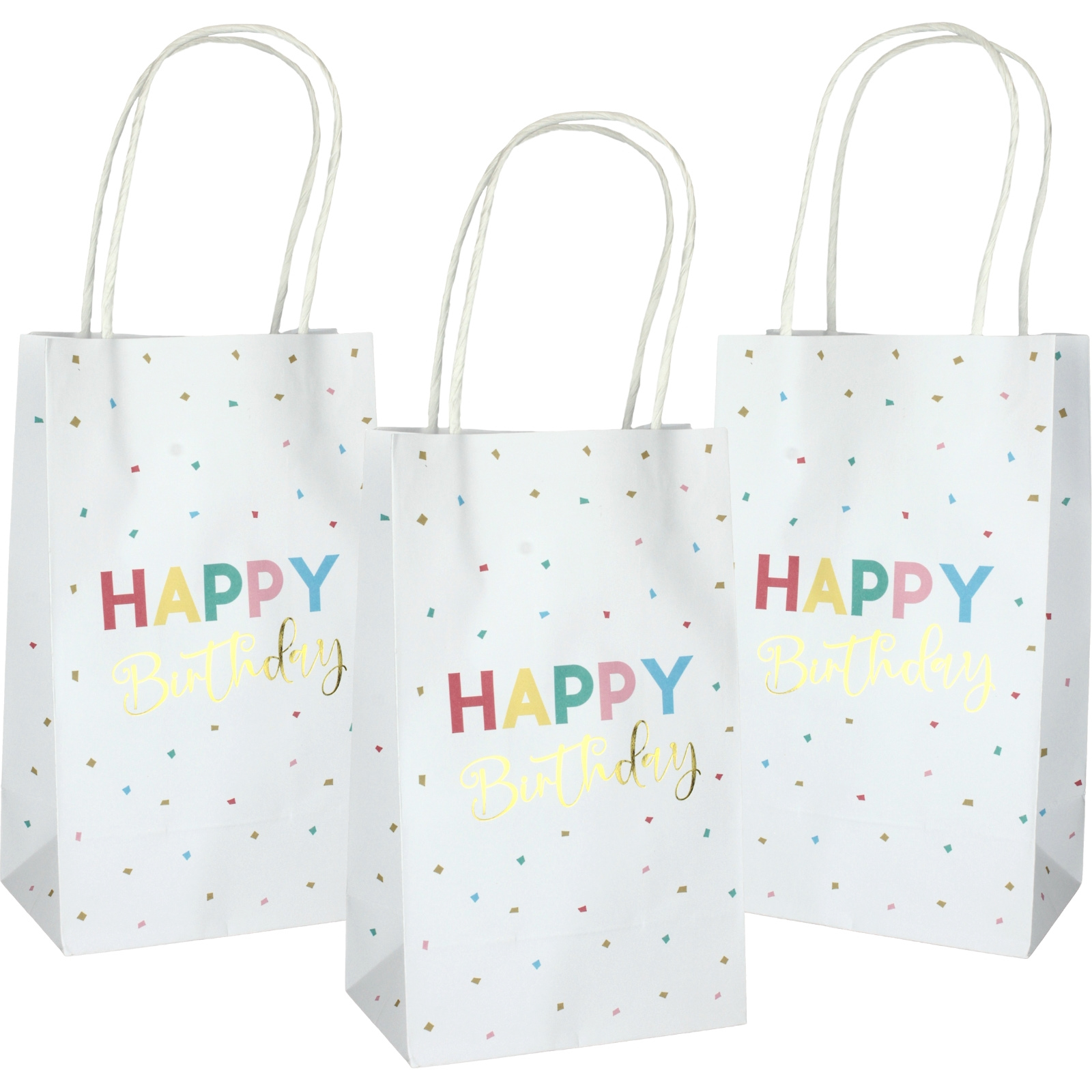 Happy Birthday Confetti Paper Gift Bags 21.5cm (Pack of 5) 