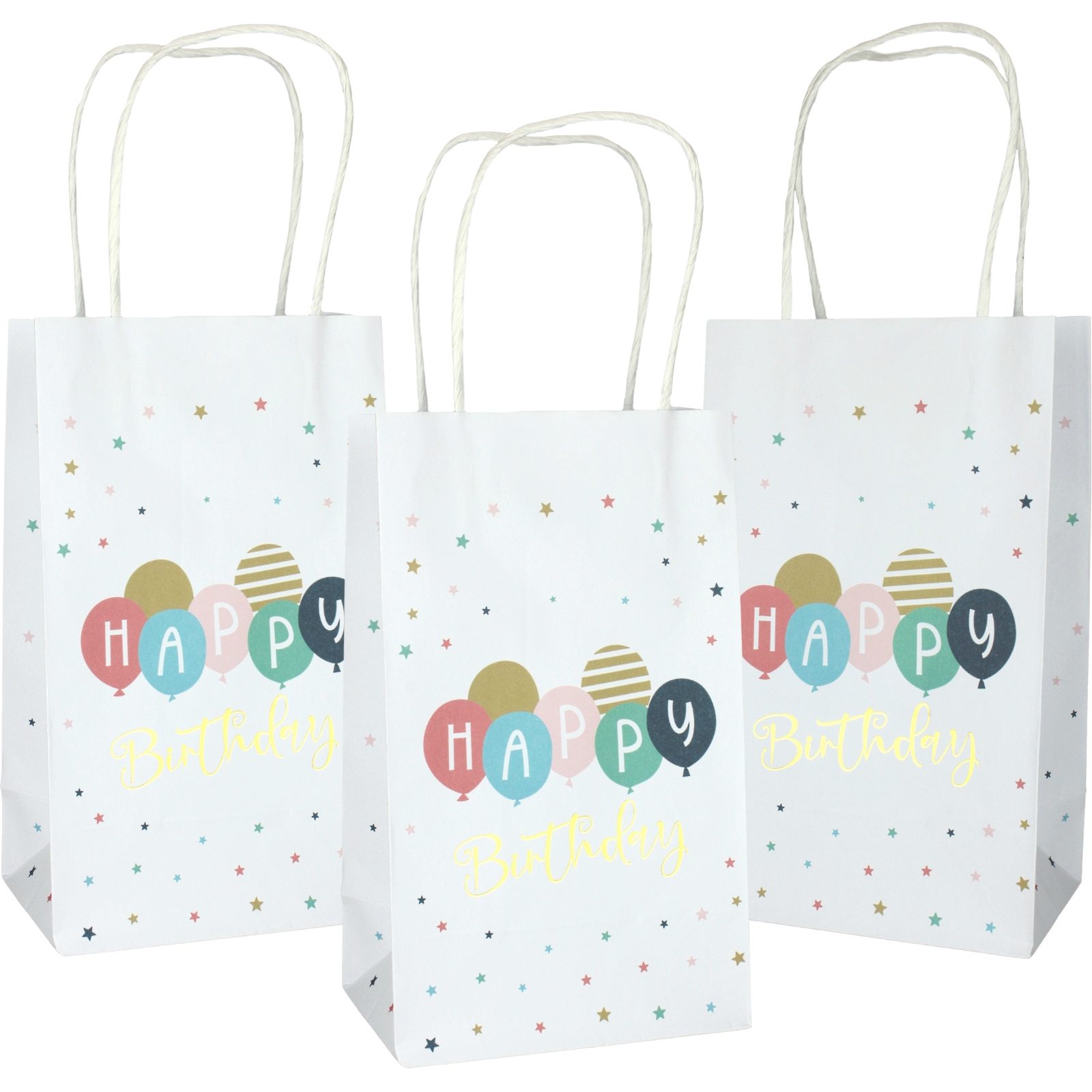 Happy Birthday Balloons Paper Gift Bags 21.5cm (Pack of 5) 