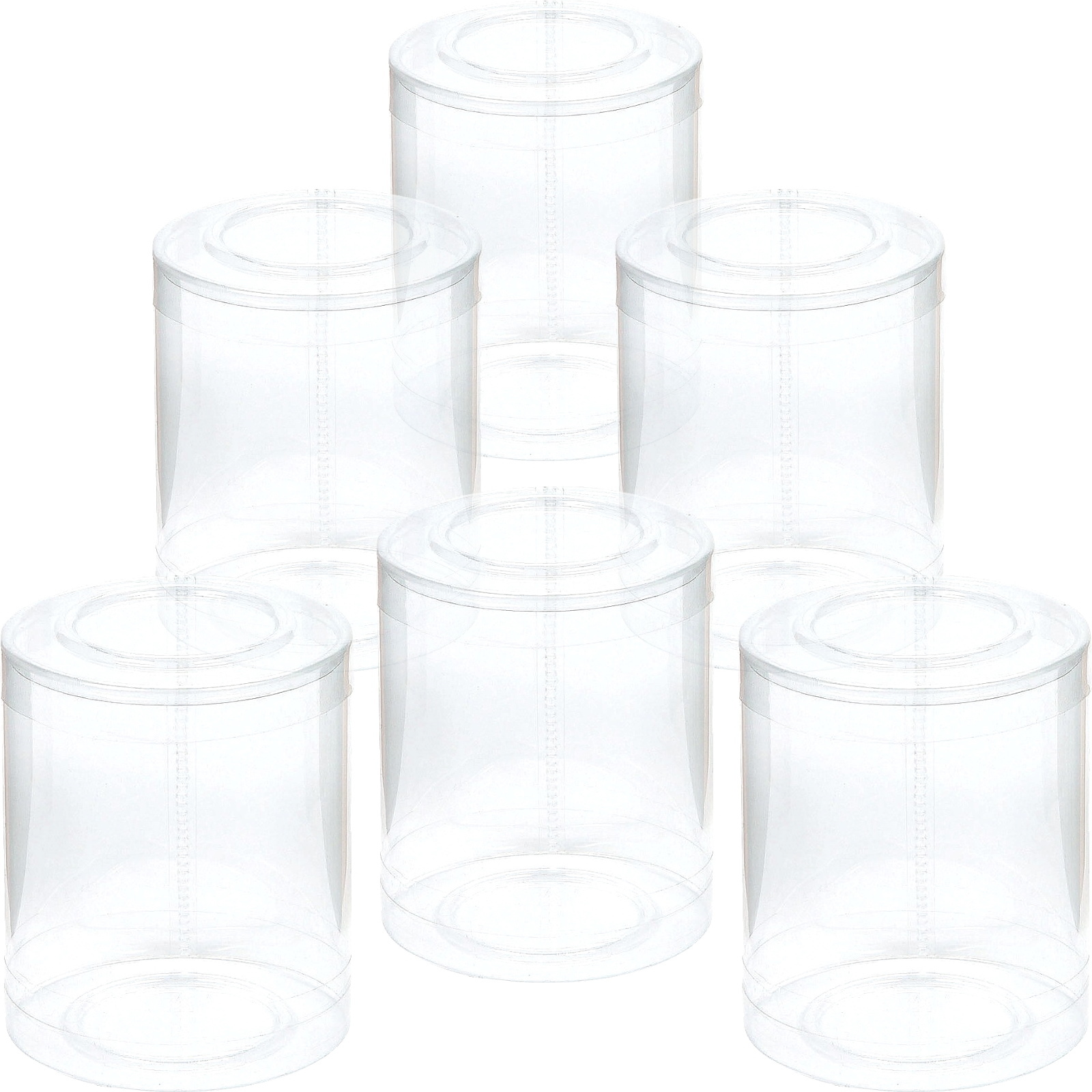 Small Round Clear Plastic Cylinder Containers (Pack of 12)