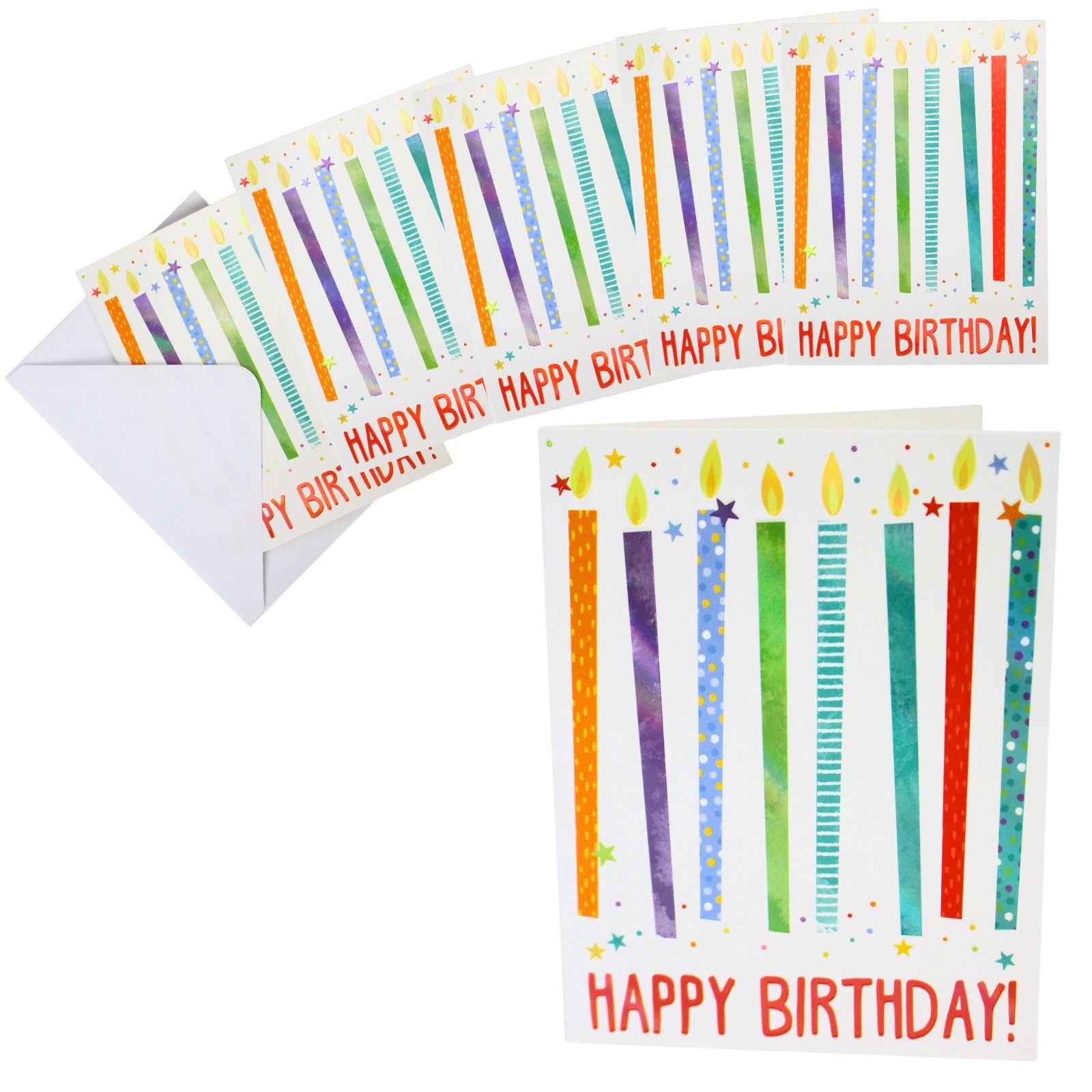 Mini Happy Birthday Candle Cards and Envelopes (Pack of 6)