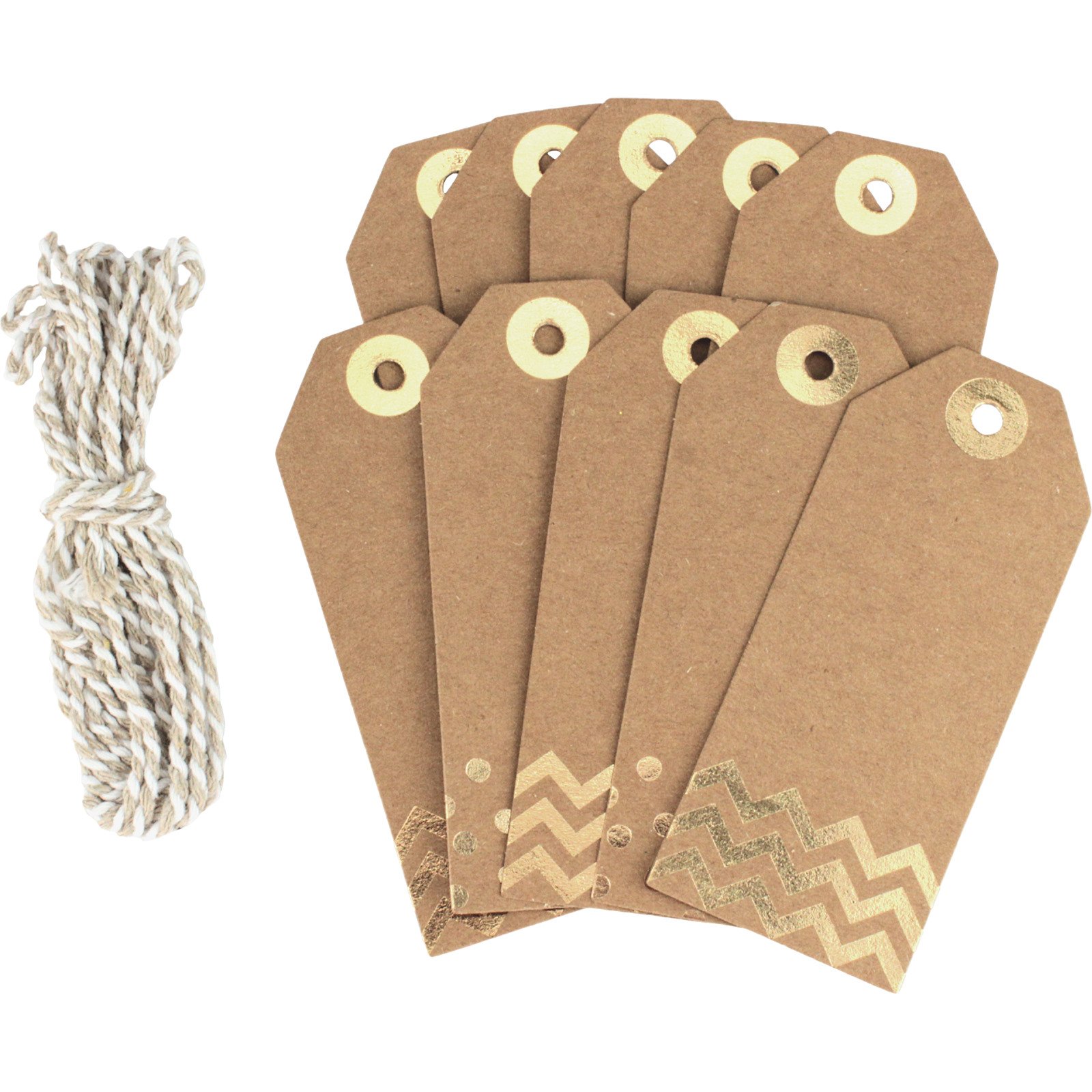 Brown Kraft and Gold Foil Paper Gift Tags (Pack of 10)