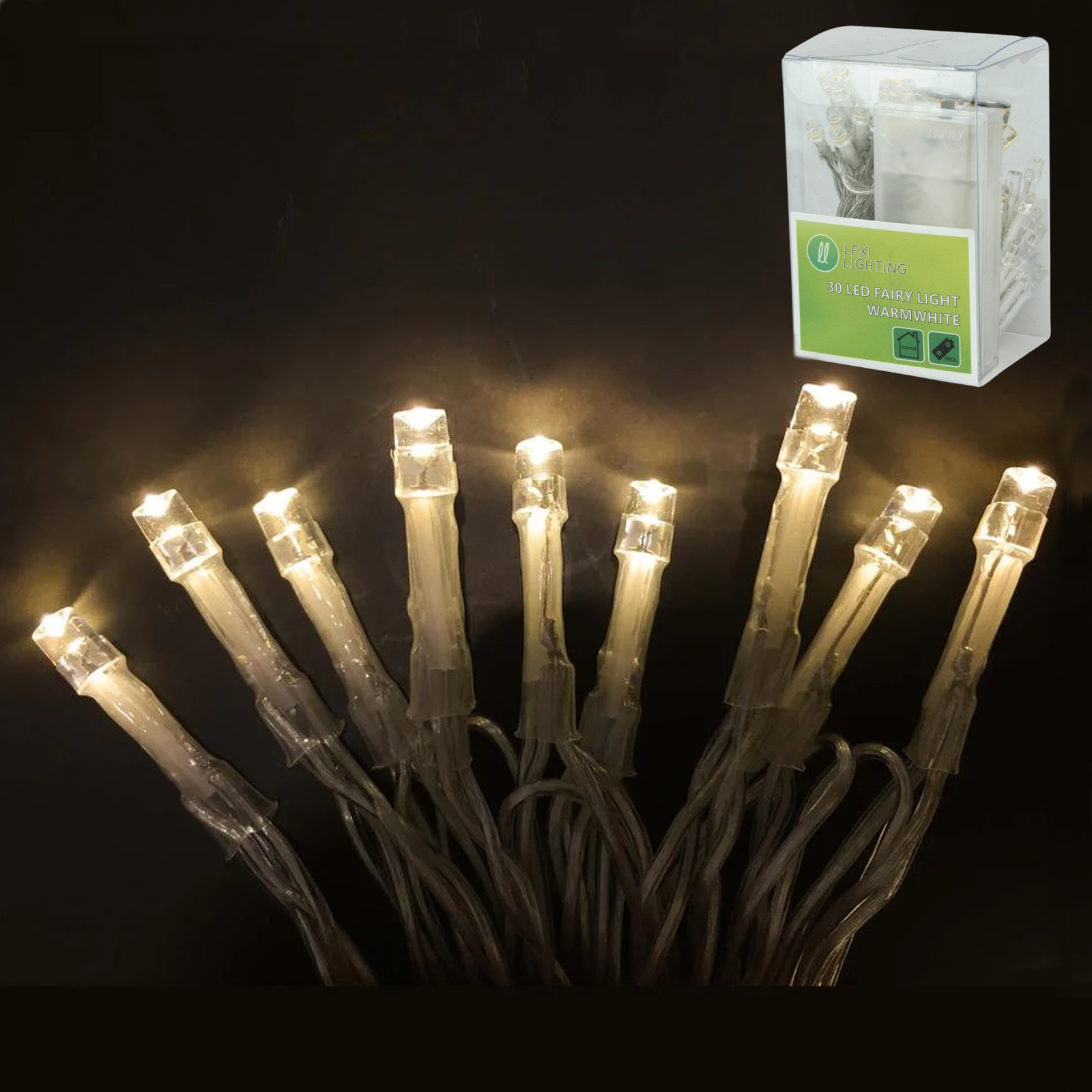 30 Warm White Battery Operated LED Fairy Lights 2.9m 