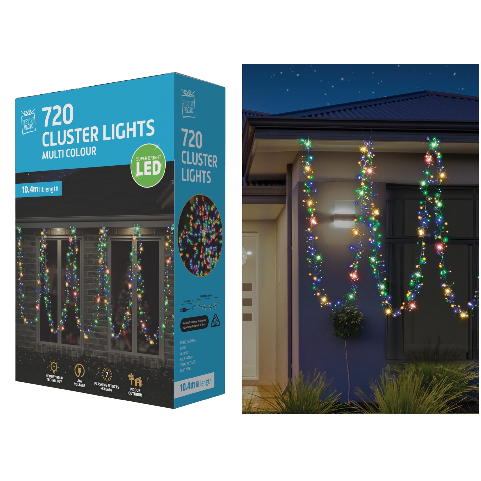 720 Multicolour LED Cluster Fairy Lights 10.4m 