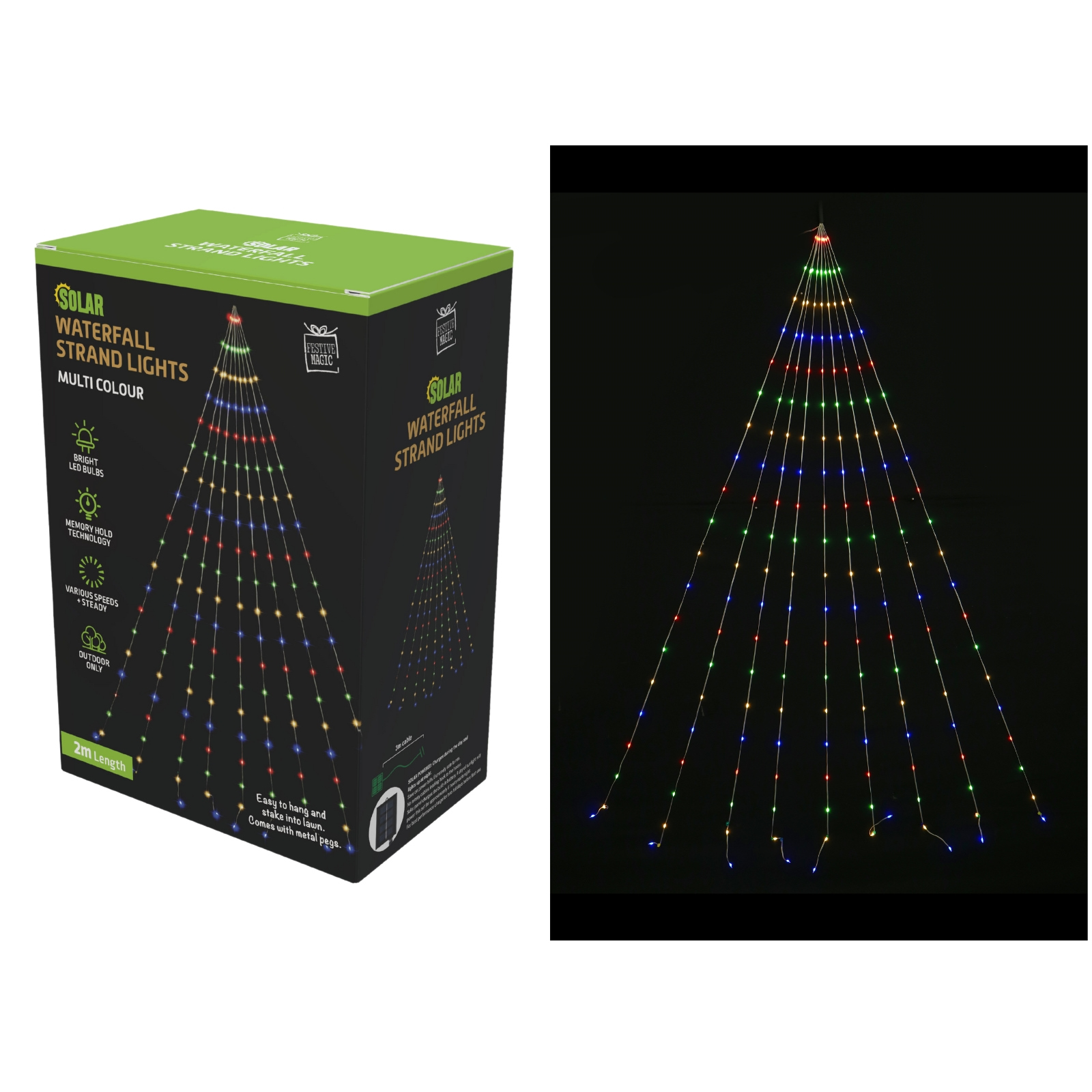 Multicolour Solar LED Waterfall Strand Lights 