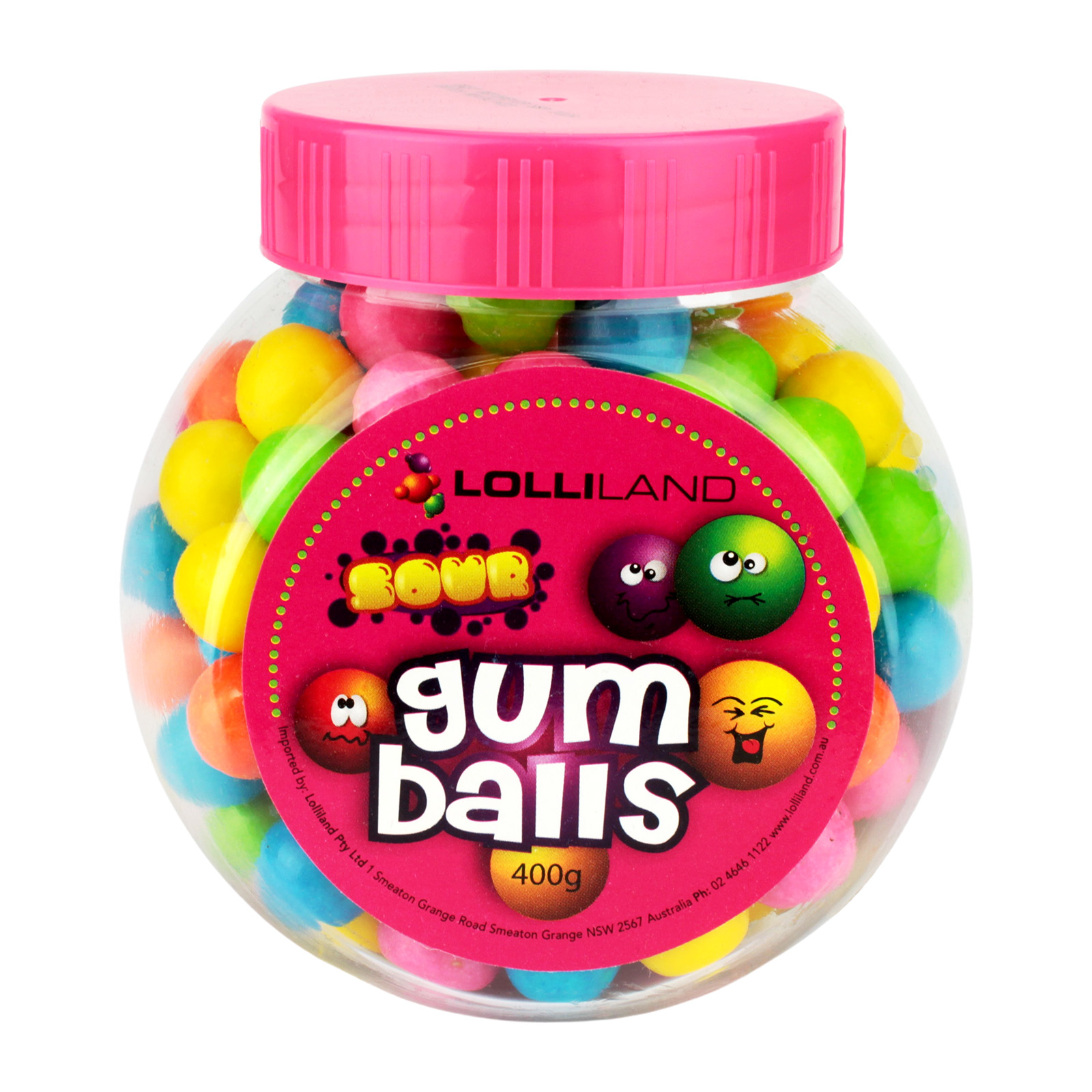 Coloured Sour Gumballs (400g Jar) 