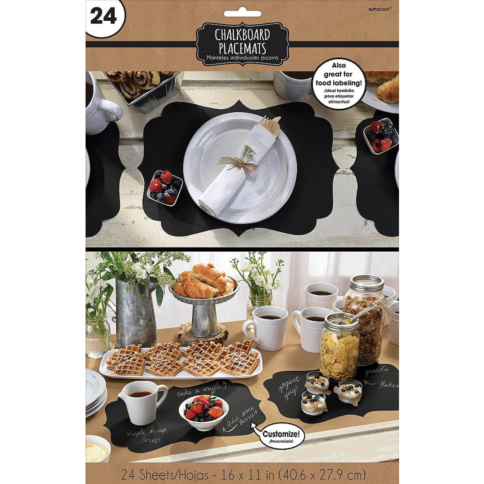 Paper Chalkboard Placemats (Pack of 24)