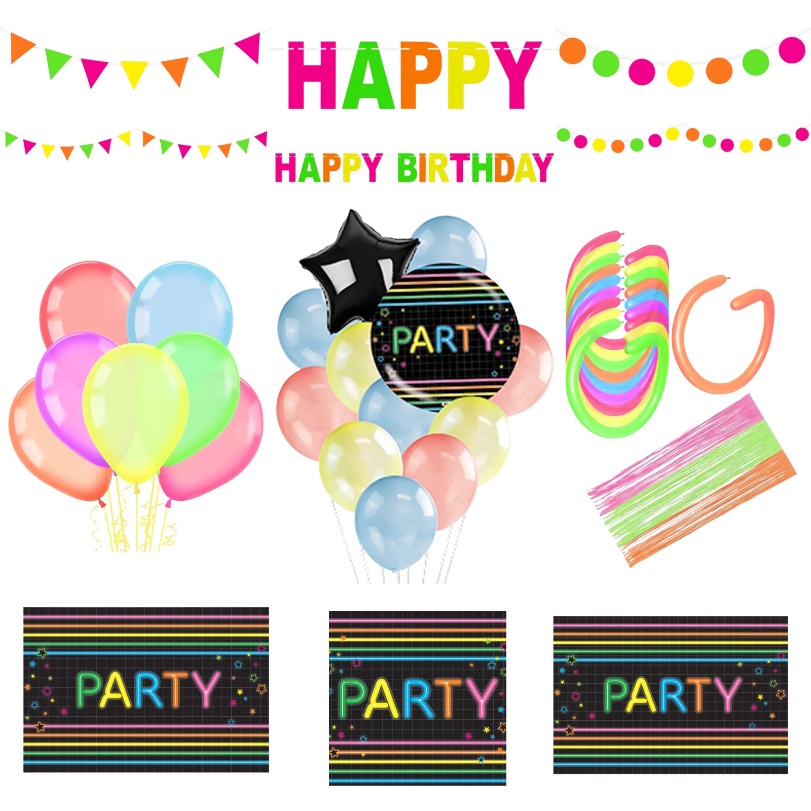 Neon Mega Party Set for 8 Guests