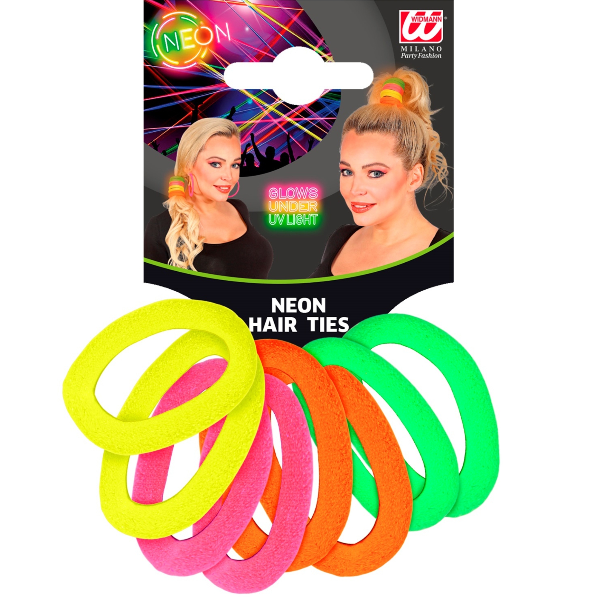 UV Neon Hair Ties (Pack of 8)