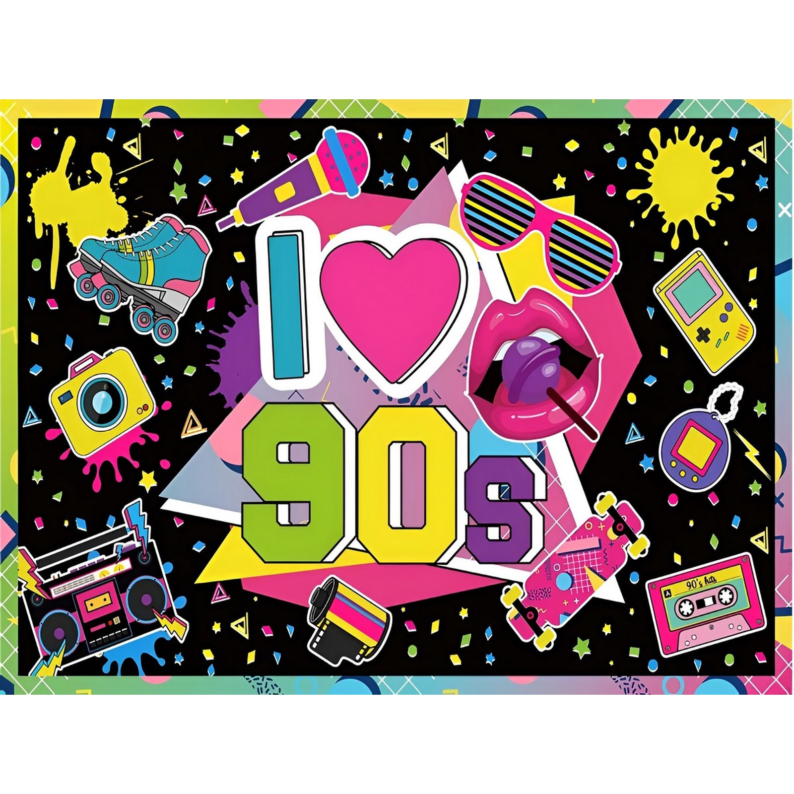 I Love the 90's Fabric Backdrop