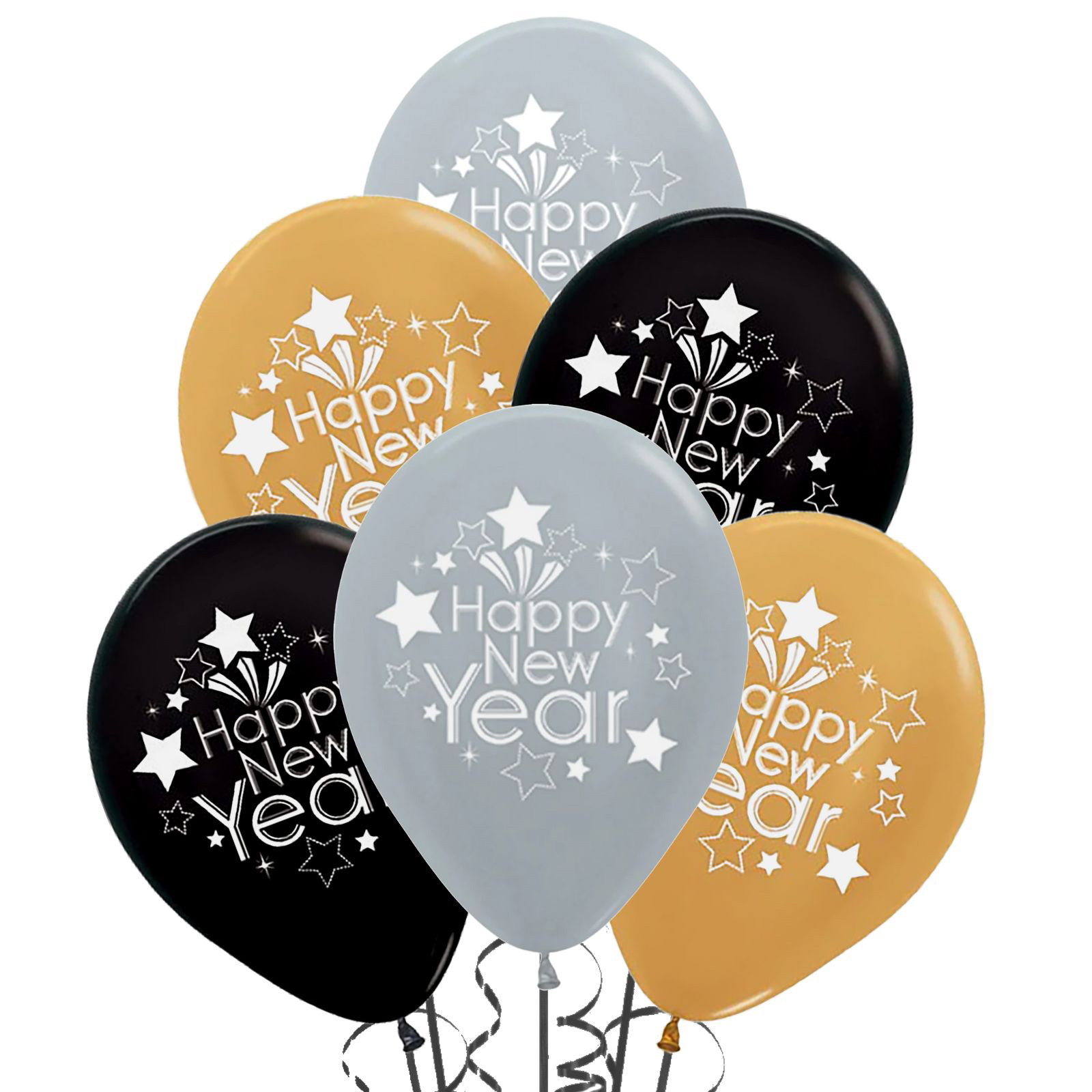 Sempertex Happy New Year Assorted Metallic Balloons (Pack of 25)