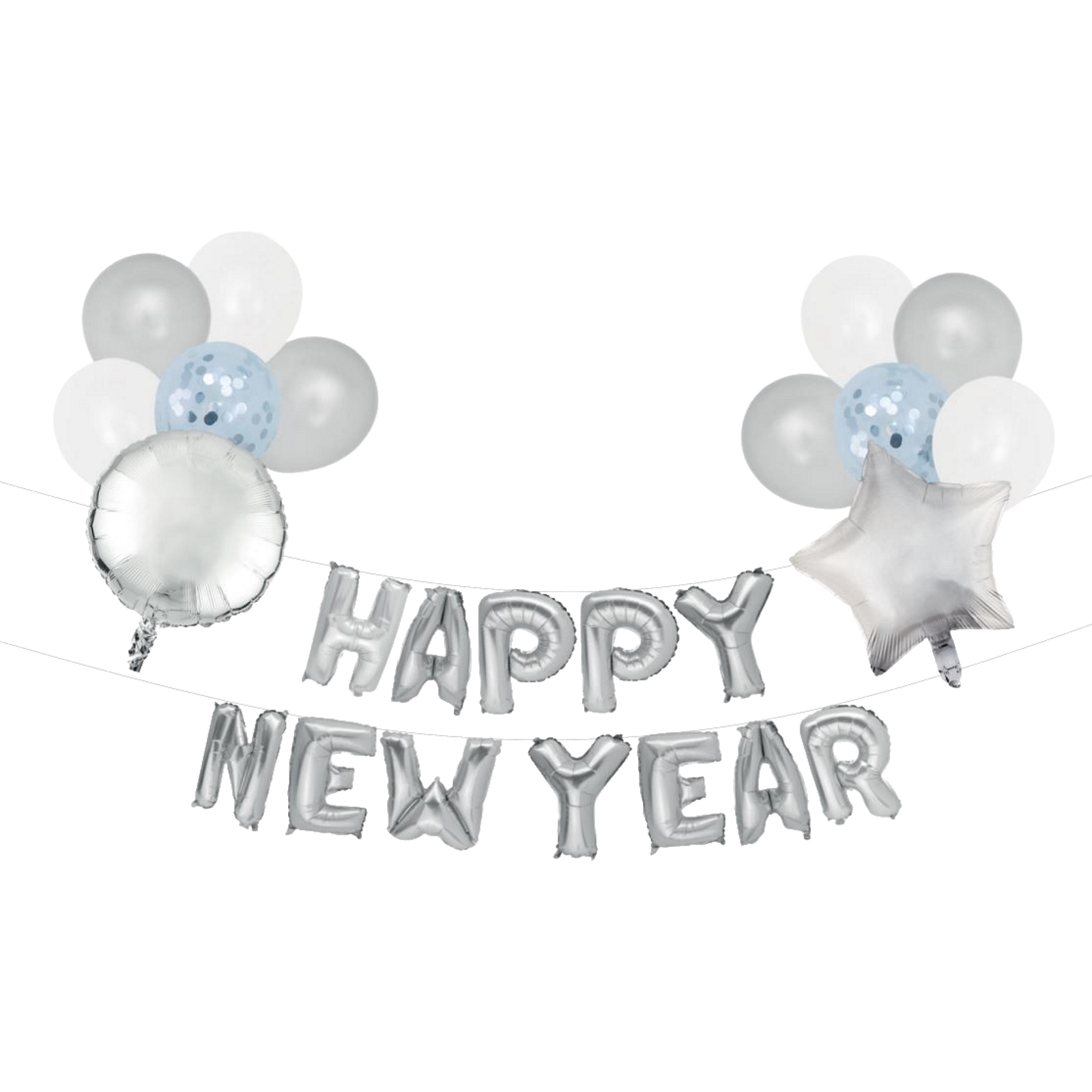 Silver New Year Balloon Kit (24 Balloons)