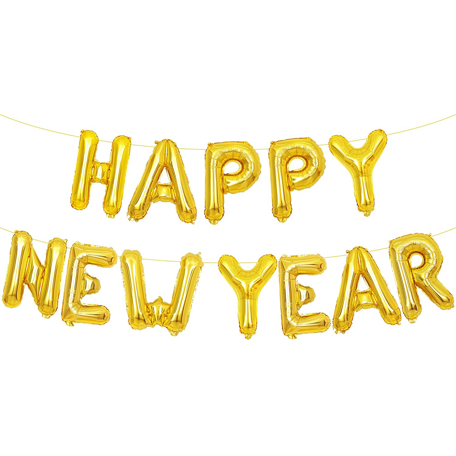 Gold Happy New Year Foil Balloon Banner (Air Fill)