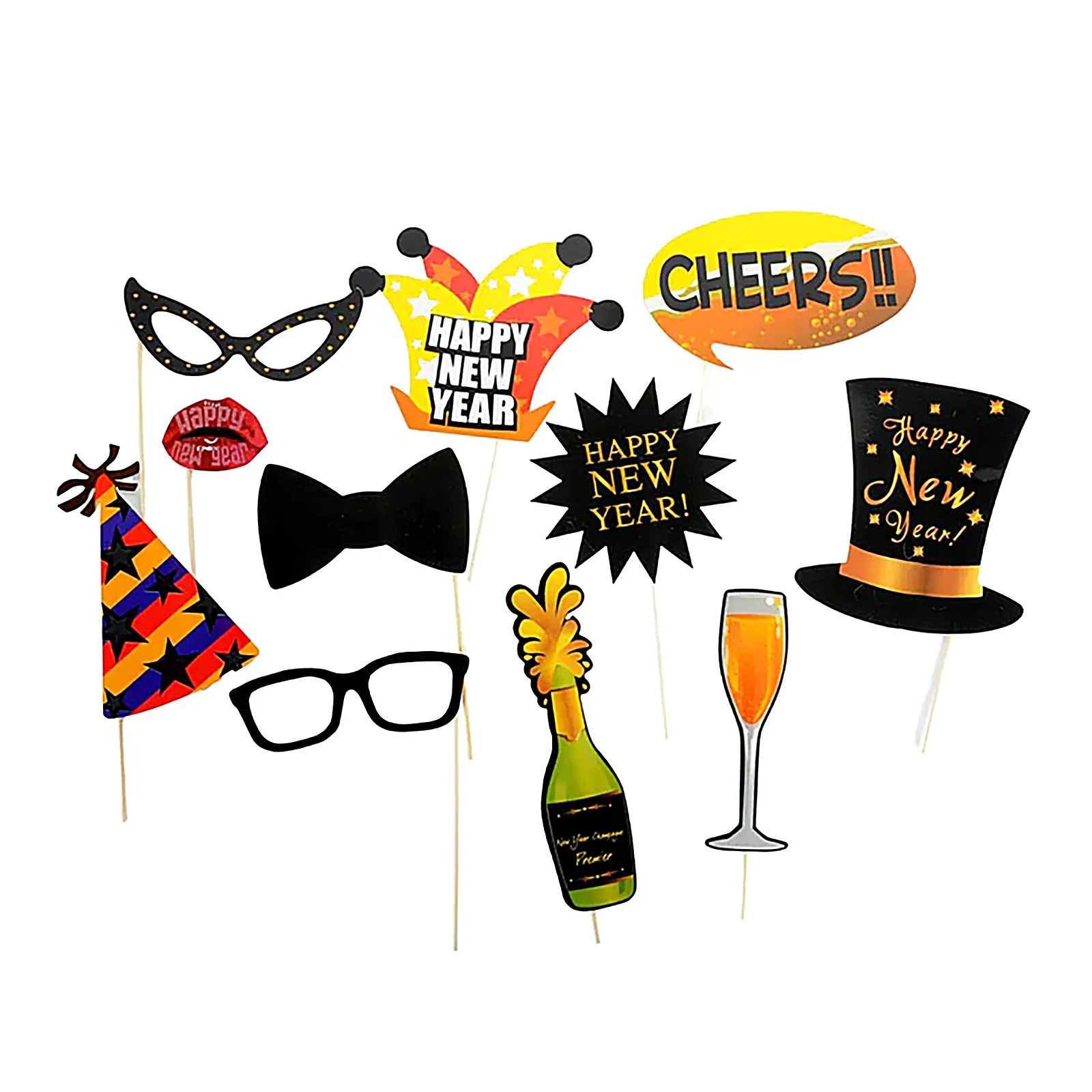 New Year Photo Booth Props (Pack of 11)