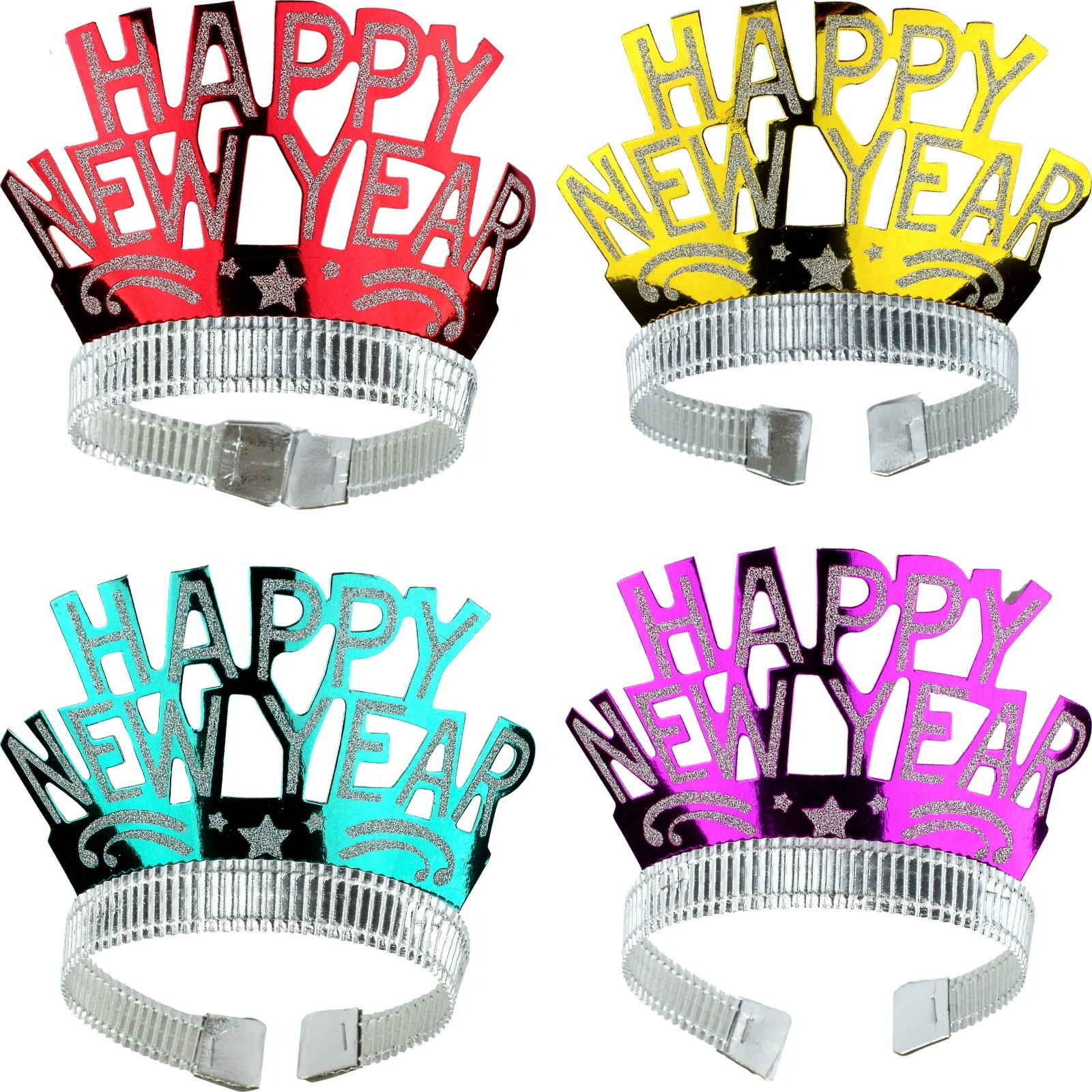 Happy New Year Tiara Headbands (Pack of 4)