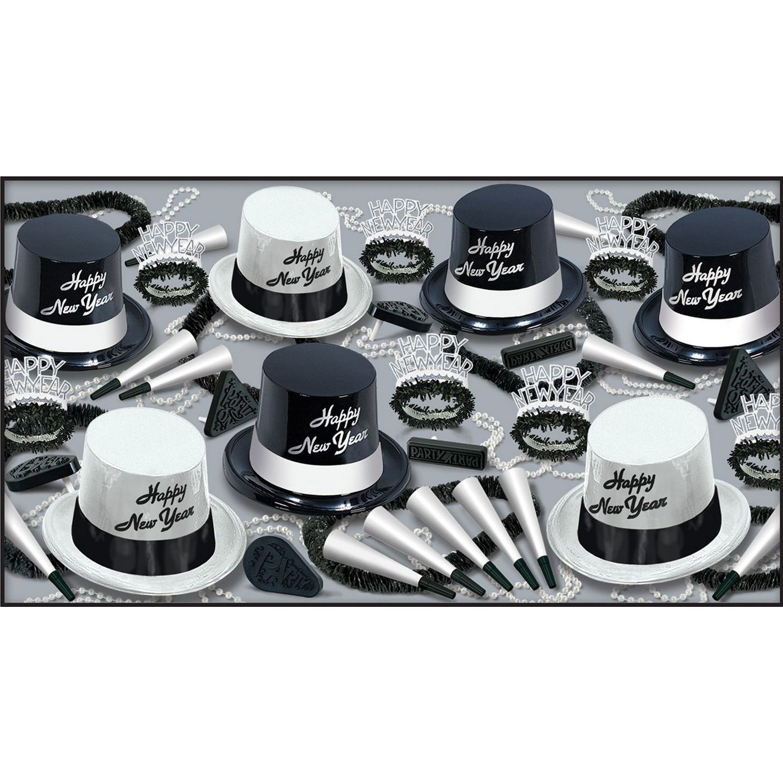 New Year Black and White Legacy Party Kit (For 50 guests)