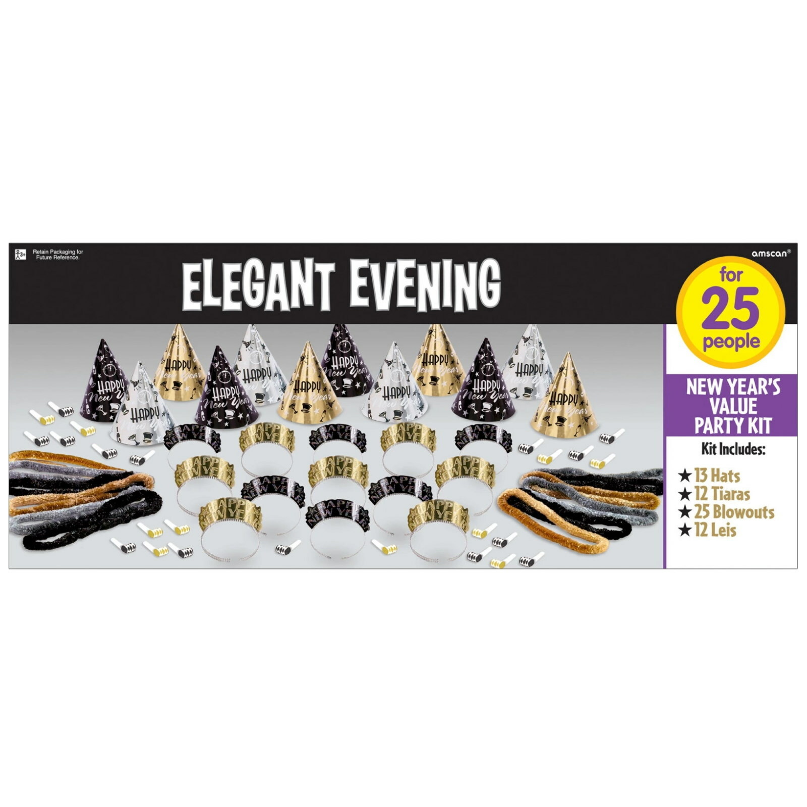 New Year Elegant Evening 25 Guests Party Kit