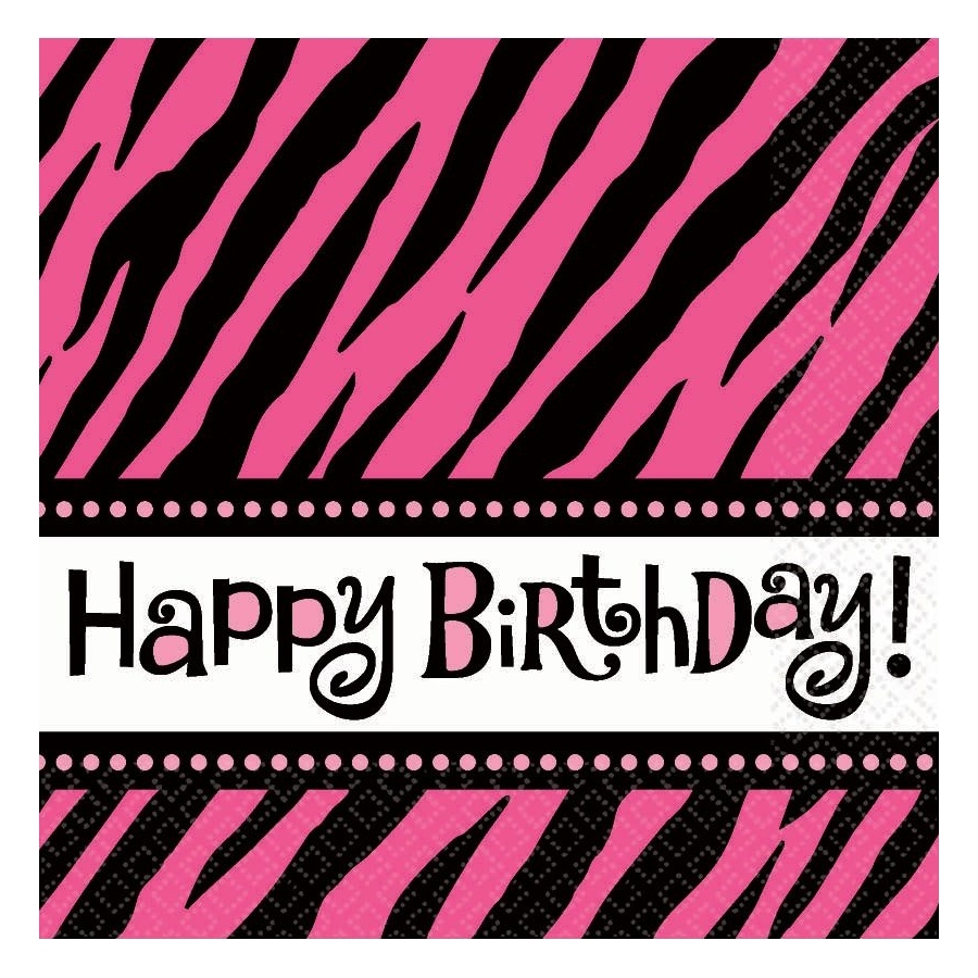 Oh So Fabulous Pink Zebra Large Napkins / Serviettes (Pack of 16)