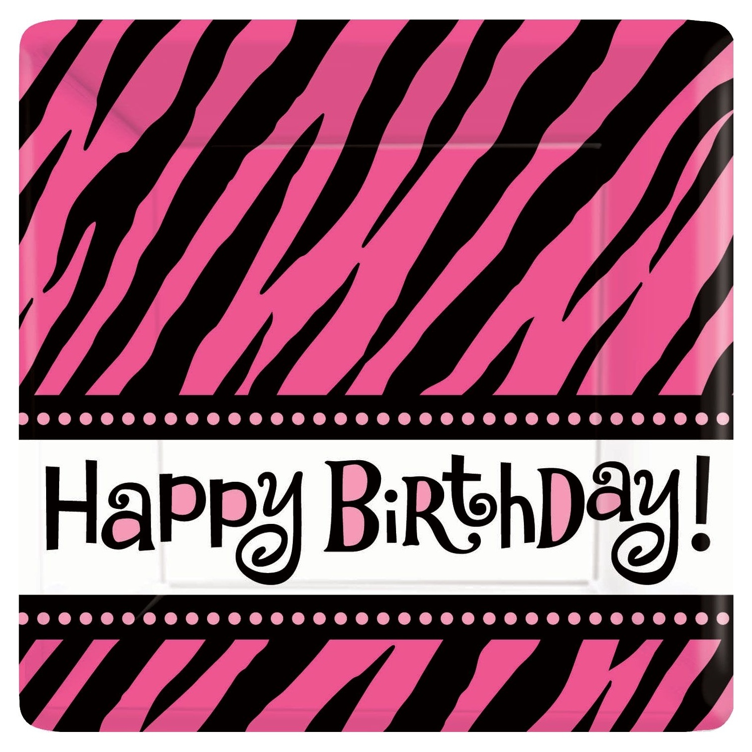 Oh So Fabulous Pink Zebra Large Paper Plates (Pack of 8)