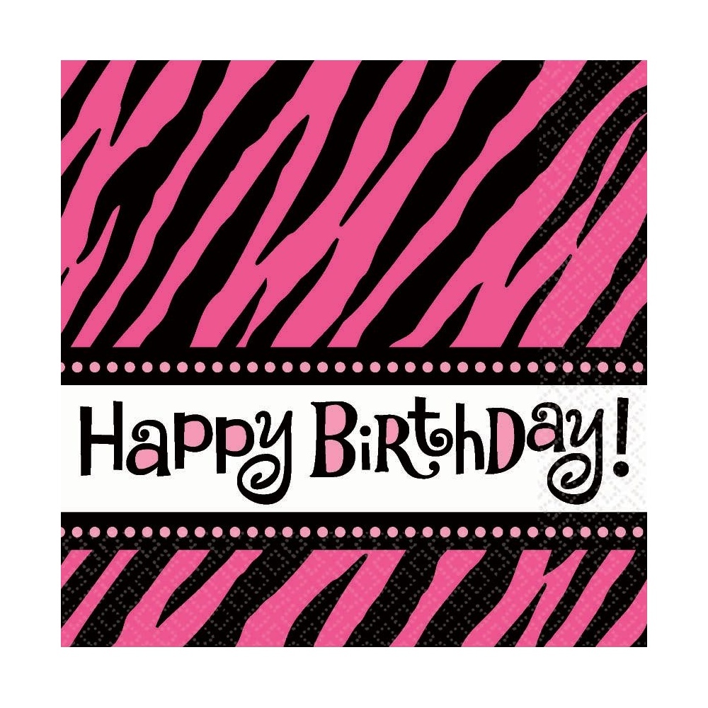 Oh So Fabulous Pink Zebra Small Napkins / Serviettes (Pack of 16)