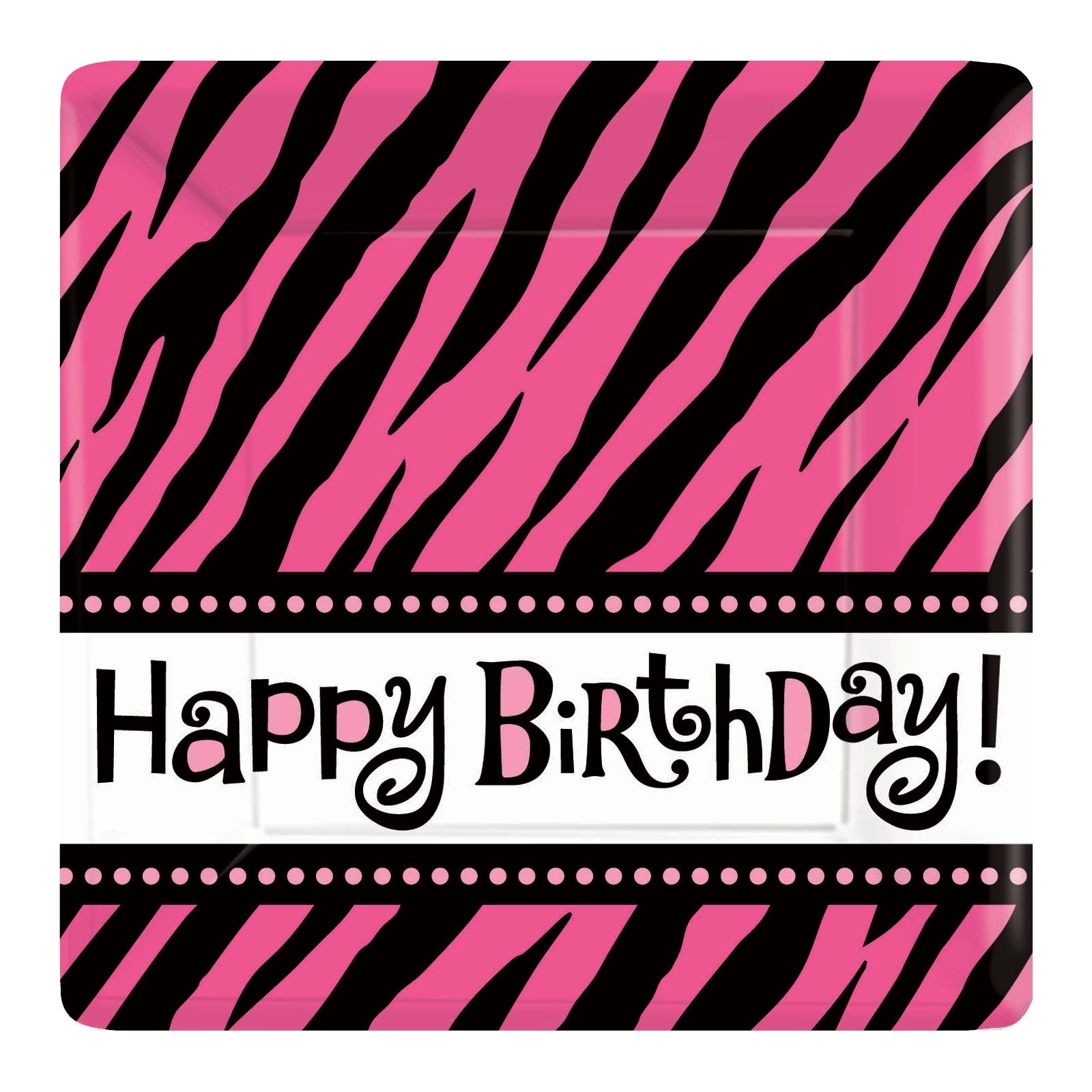 Oh So Fabulous Pink Zebra Small Paper Plates (Pack of 8)