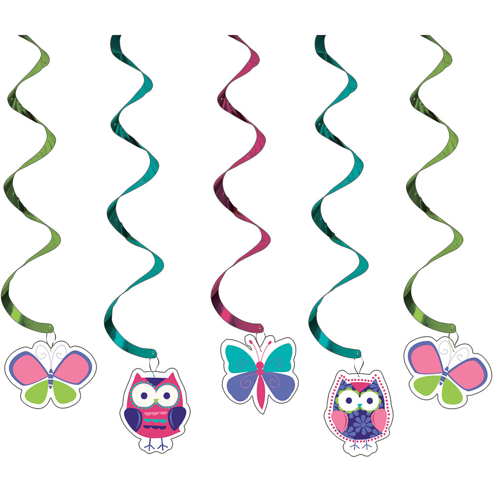 Owl Pal Swirl Decorations (Pack of 5)