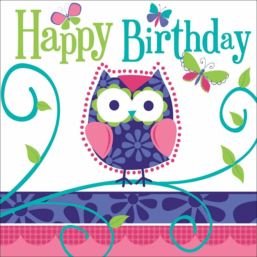 Owl Pal Happy Birthday Large Napkins / Serviettes (Pack of 16)