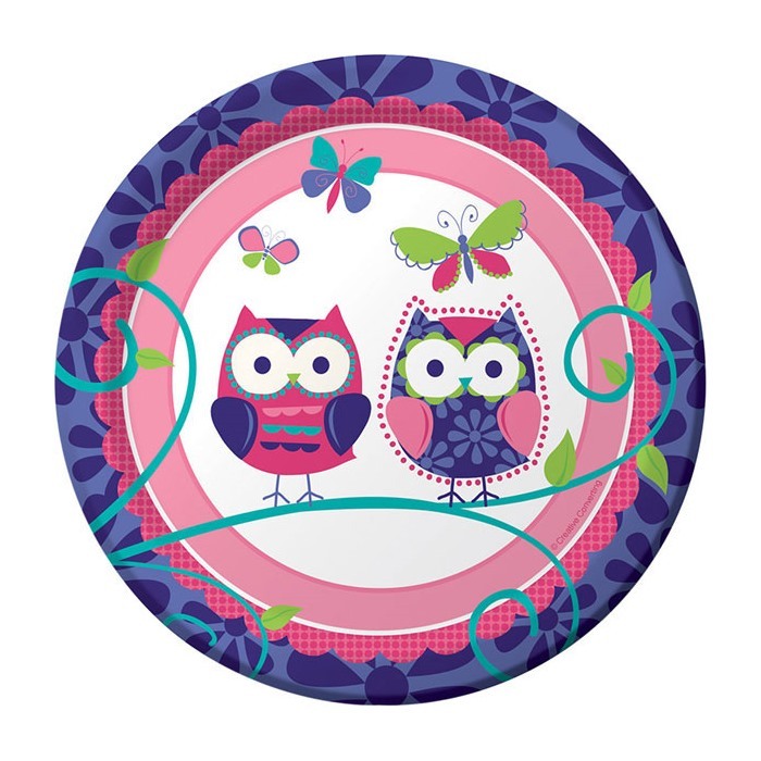 Owl Pal Small Paper Plates (Pack of 8)