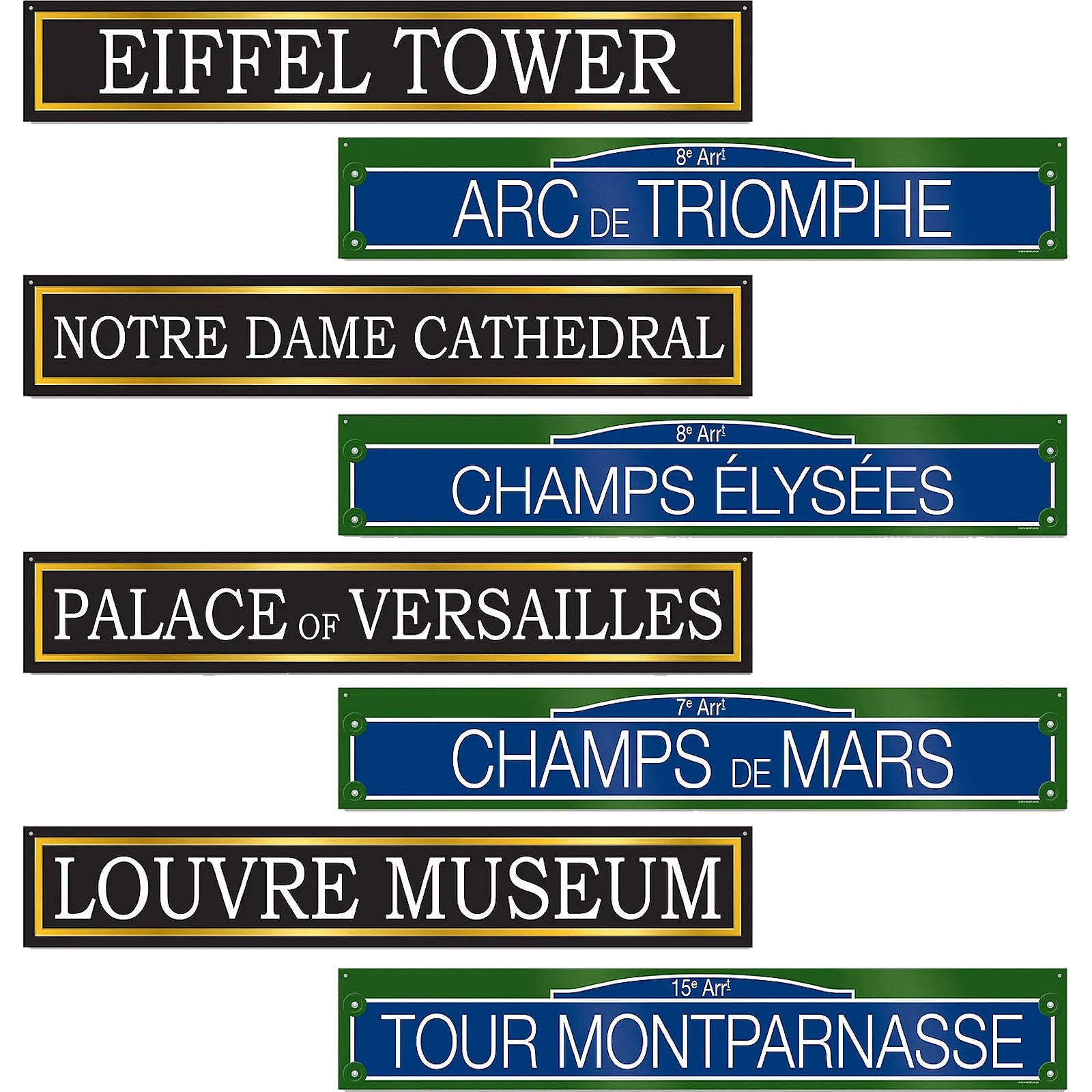 French Street Sign Cutout Wall Decorations (Pack of 4)