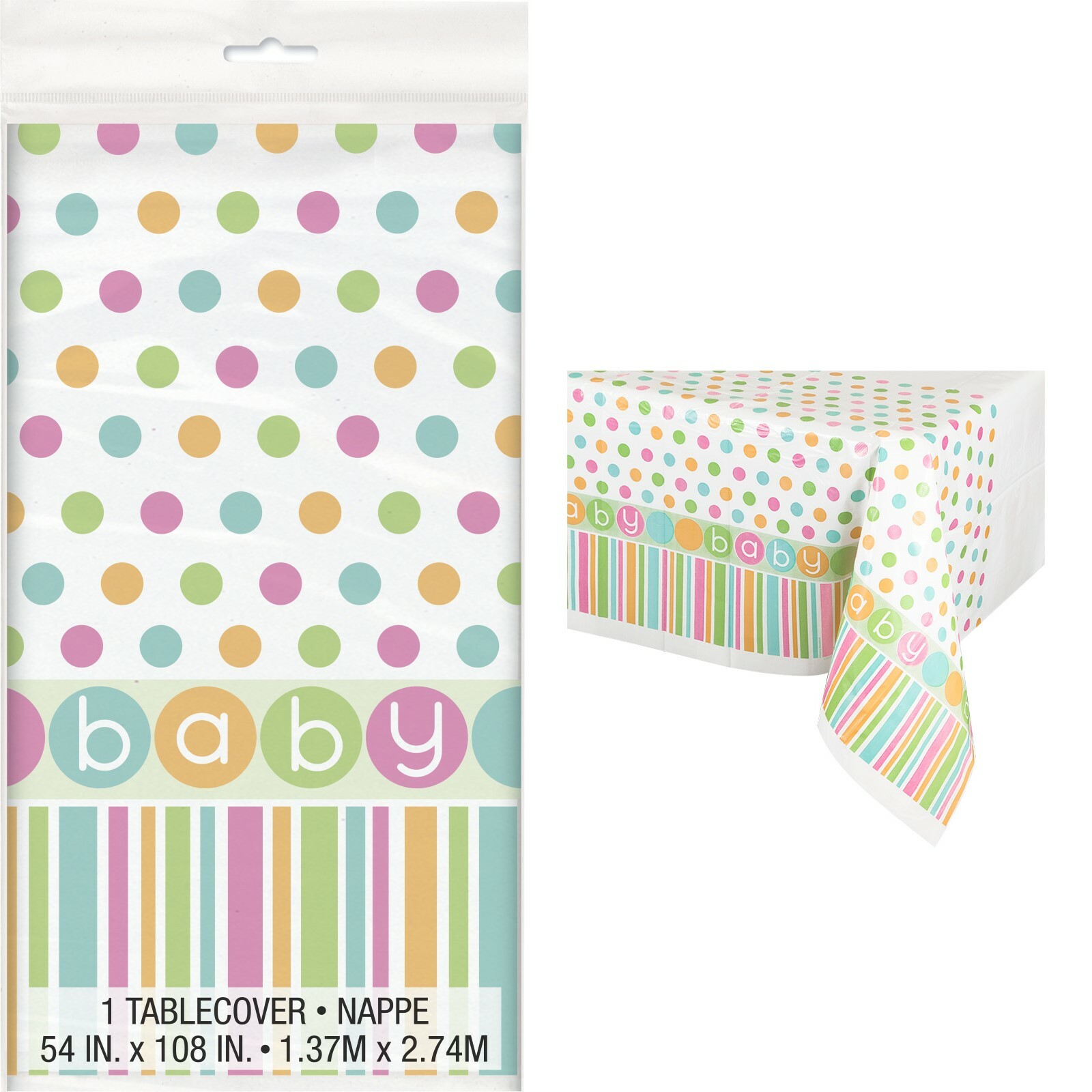 Pastel Baby Shower Plastic Tablecloth