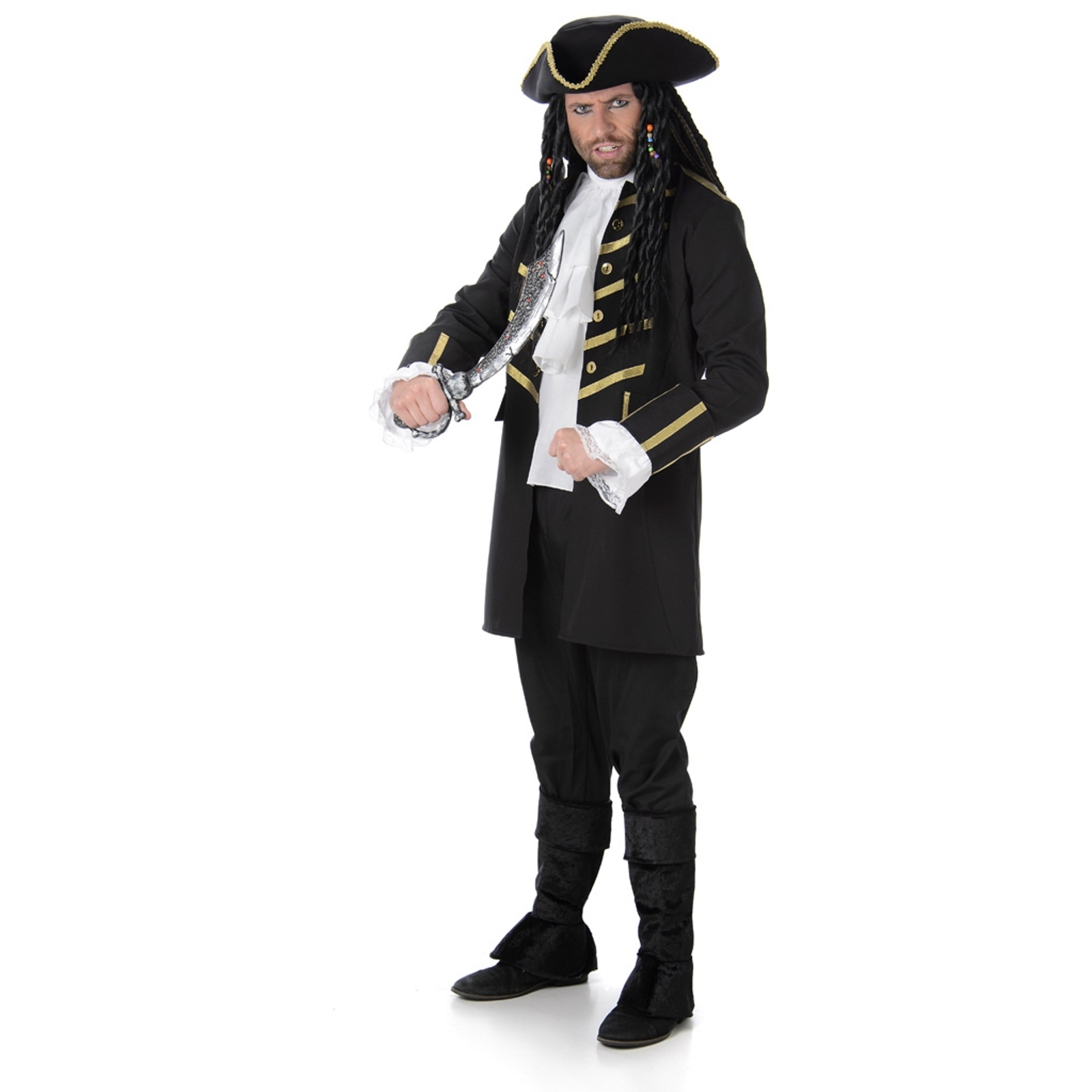 Black Pirate Mens Costume Medium