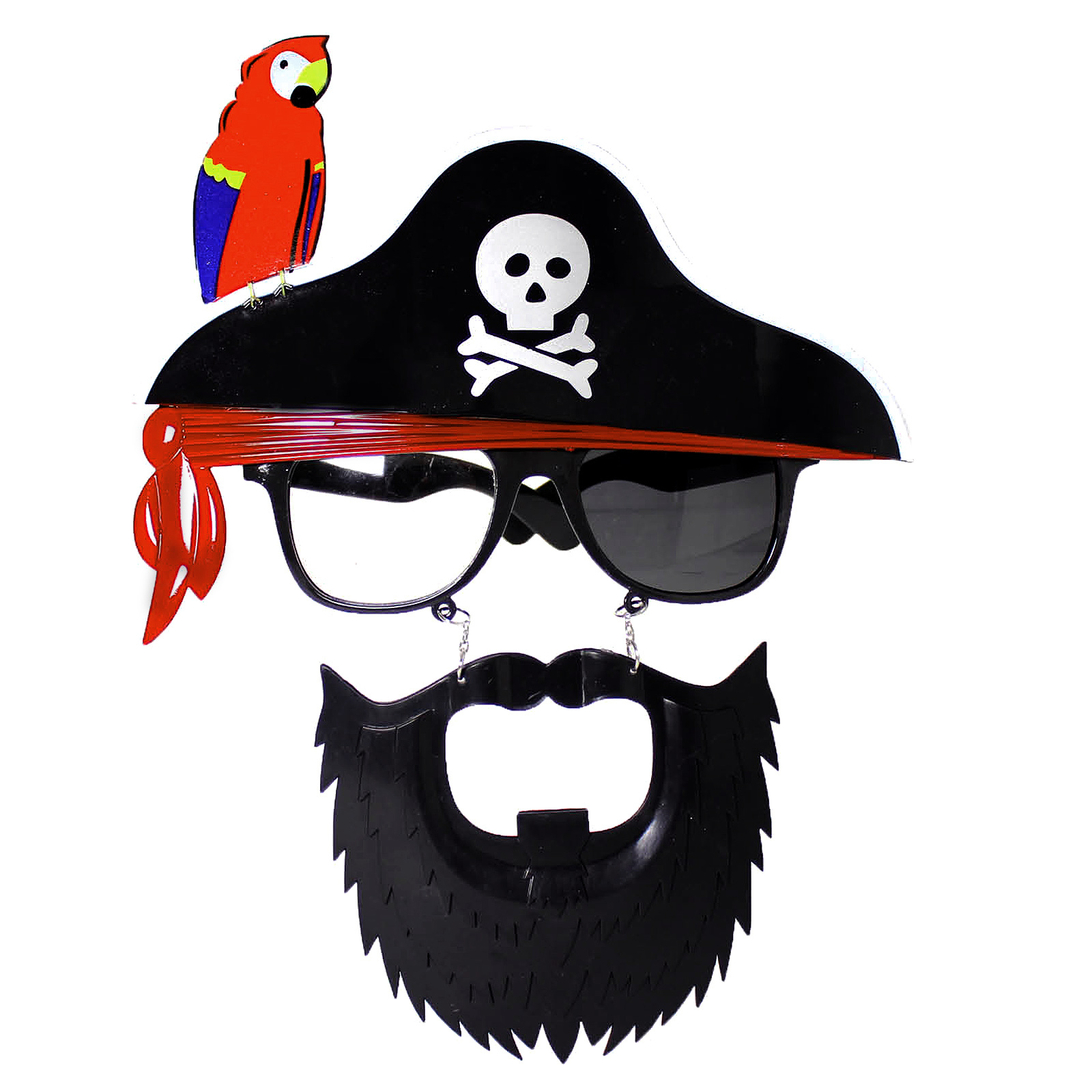 Pirate Party Glasses with Beard & Parrot