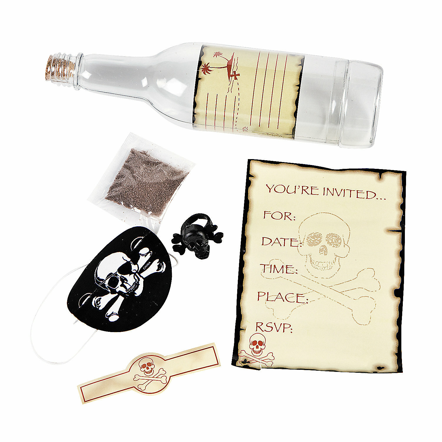 Pirate Party Invitation Set in Plastic Bottle
