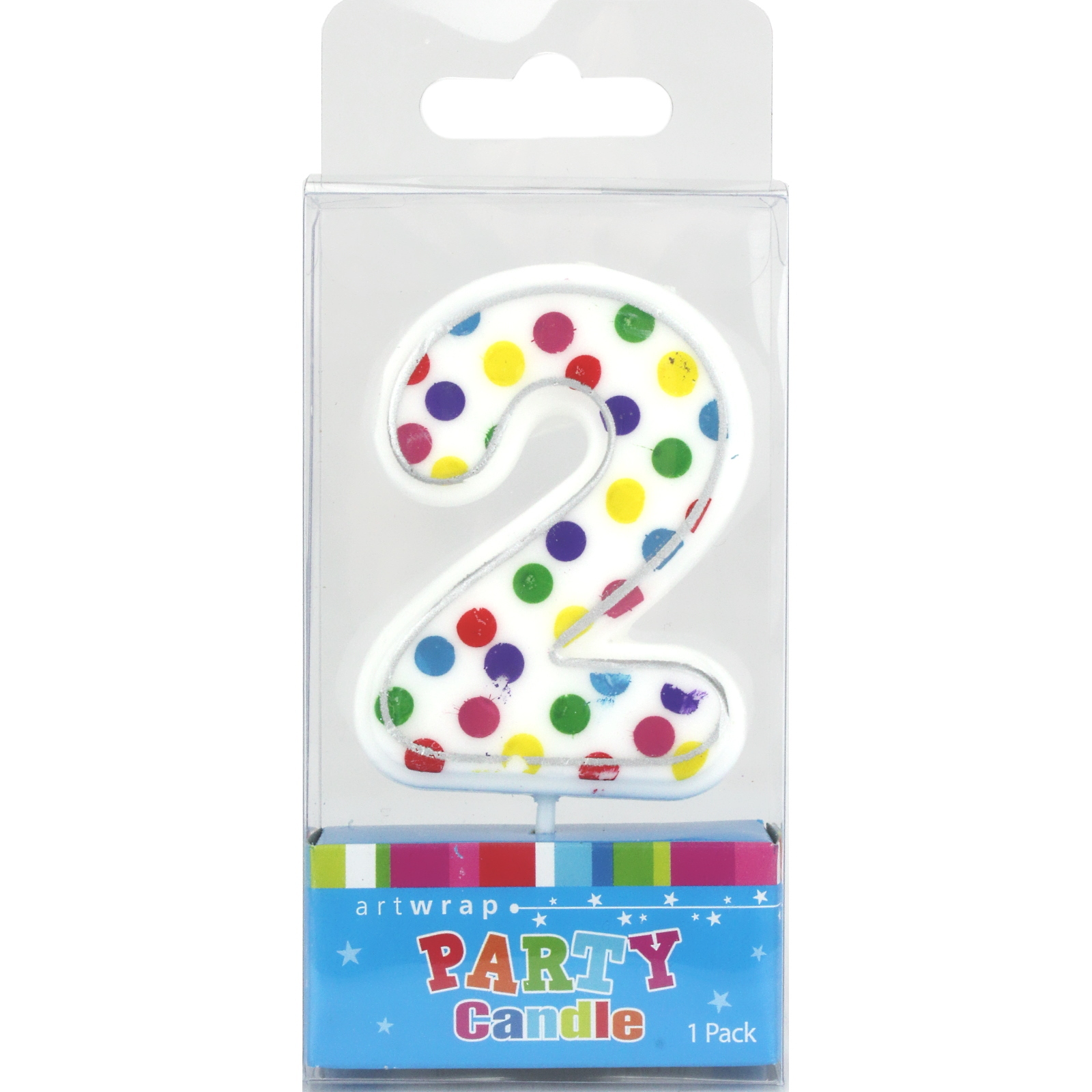 Rainbow Polka Dot Number 2 Candle 